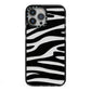 Zebra Print iPhone 13 Pro Max Black Impact Case on Silver phone