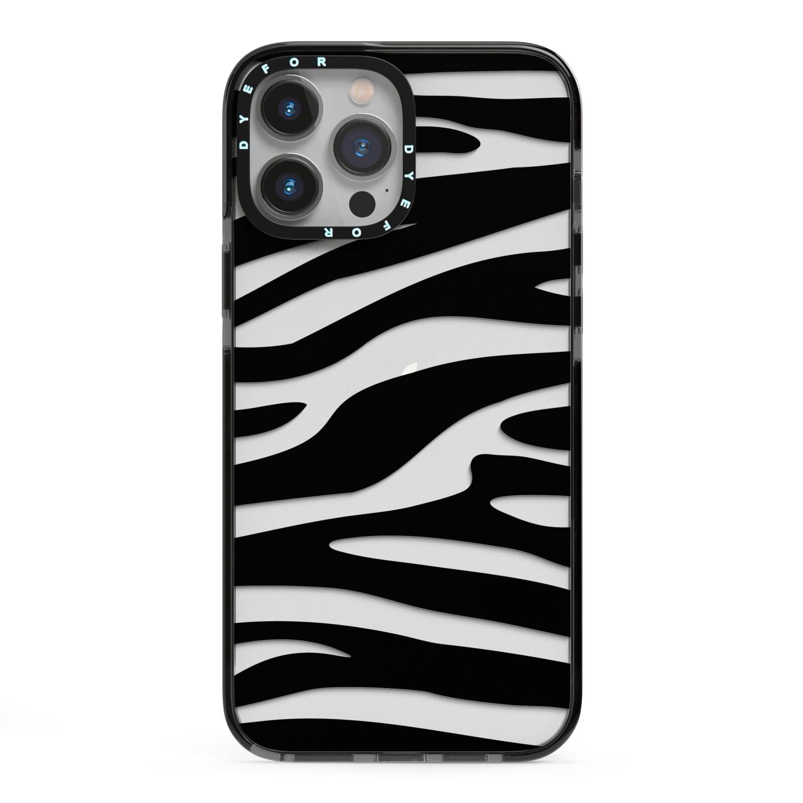 Zebra Print iPhone 13 Pro Max Black Impact Case on Silver phone