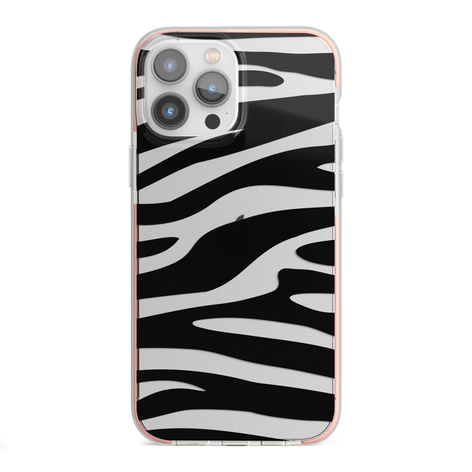 Zebra Print iPhone 13 Pro Max TPU Impact Case with Pink Edges