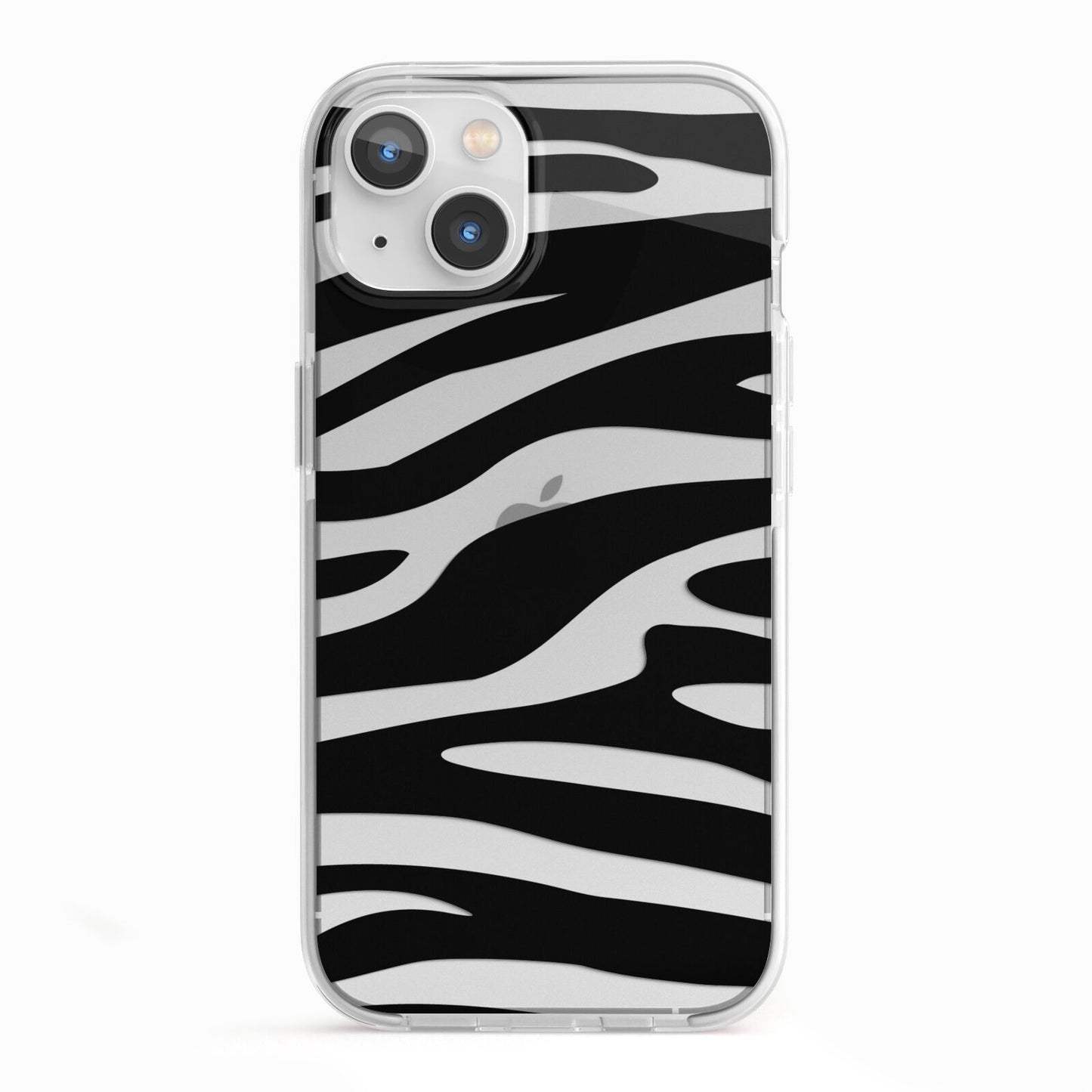 Zebra Print iPhone 13 TPU Impact Case with White Edges