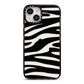 Zebra Print iPhone 14 Black Impact Case on Silver phone