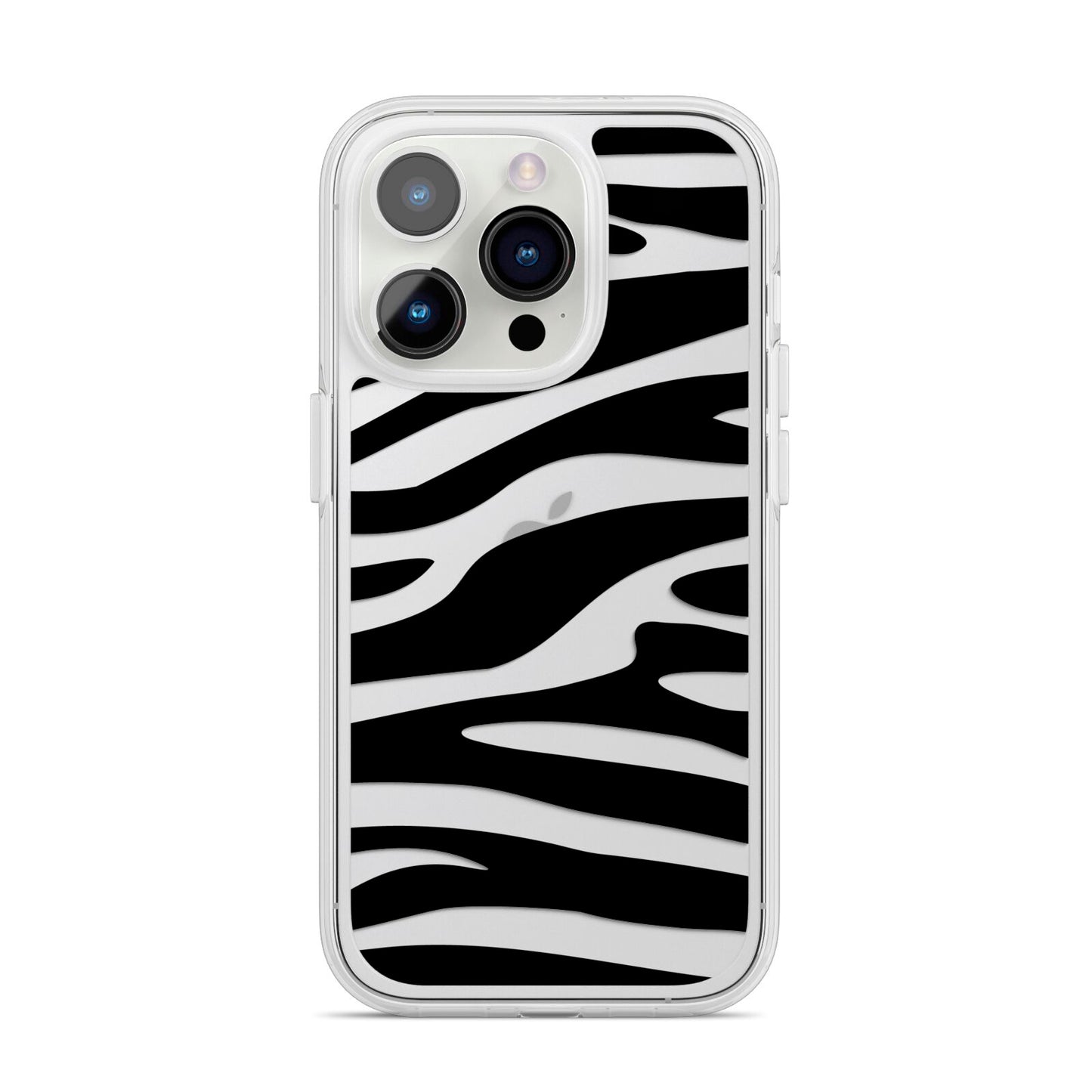 Zebra Print iPhone 14 Pro Clear Tough Case Silver