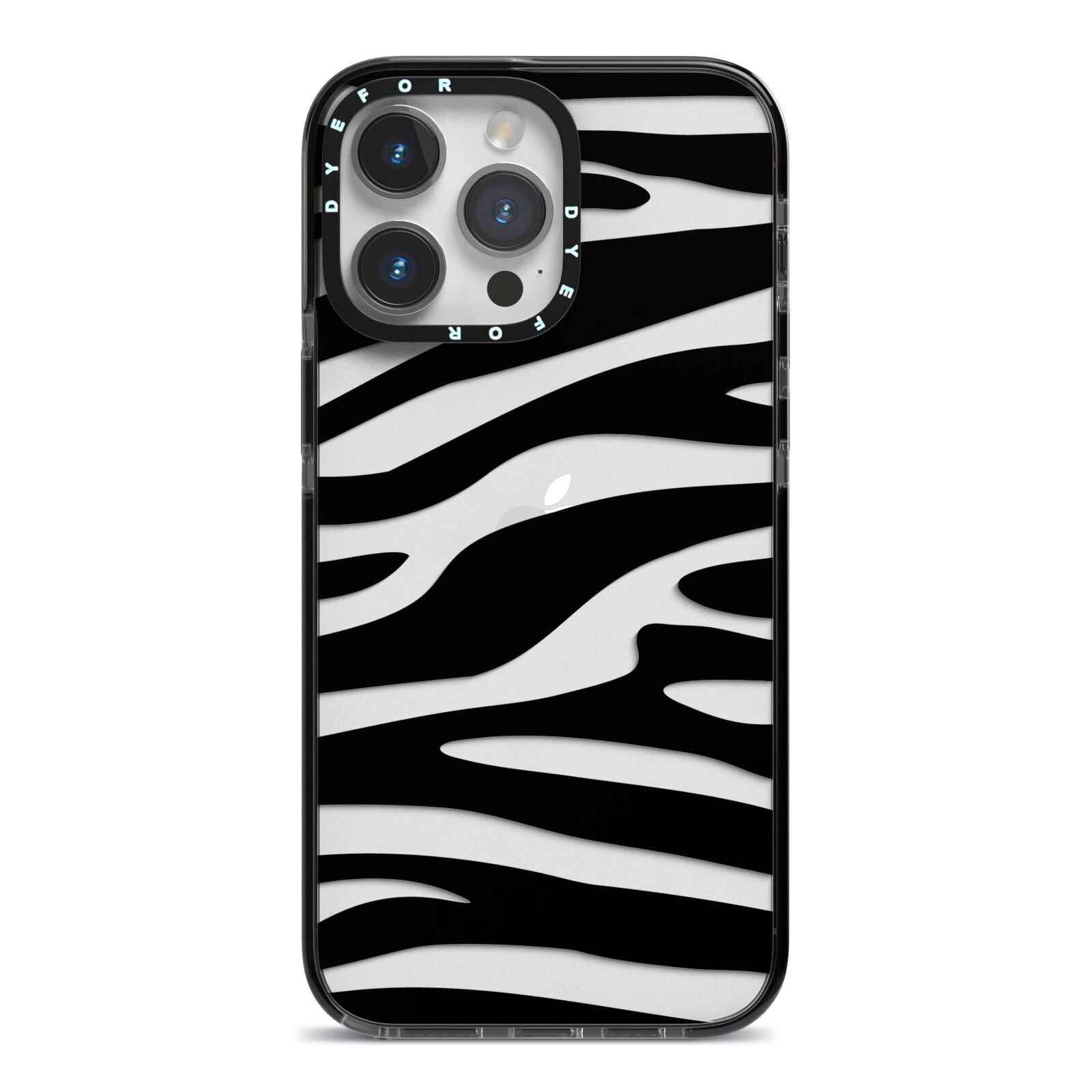Zebra Print iPhone 14 Pro Max Black Impact Case on Silver phone