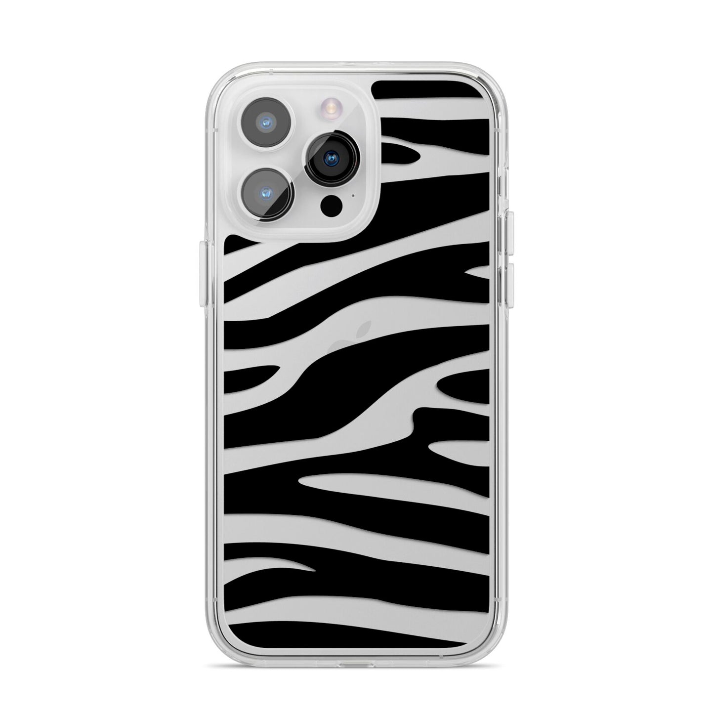 Zebra Print iPhone 14 Pro Max Clear Tough Case Silver
