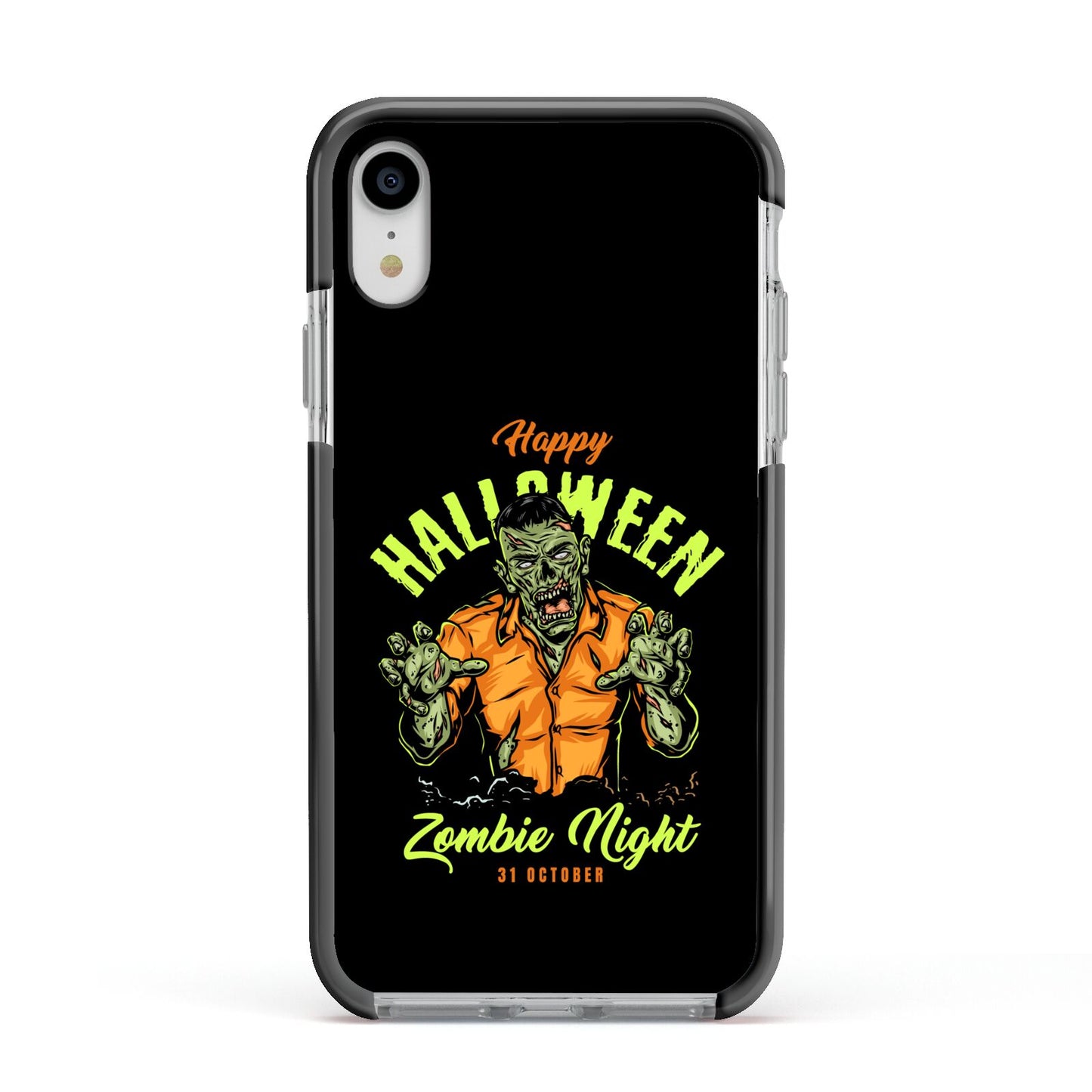 Zombie Apple iPhone XR Impact Case Black Edge on Silver Phone
