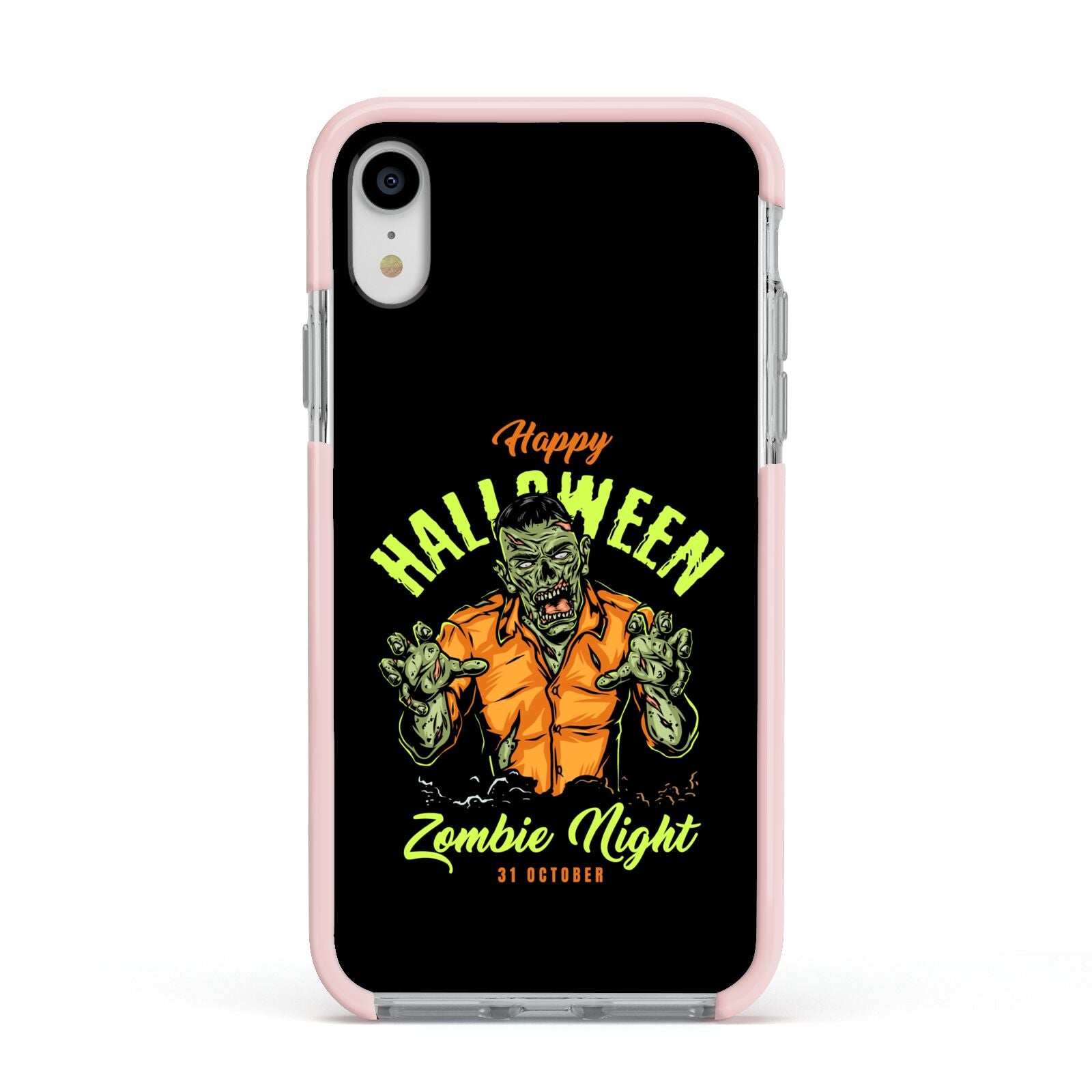 Zombie Apple iPhone XR Impact Case Pink Edge on Silver Phone