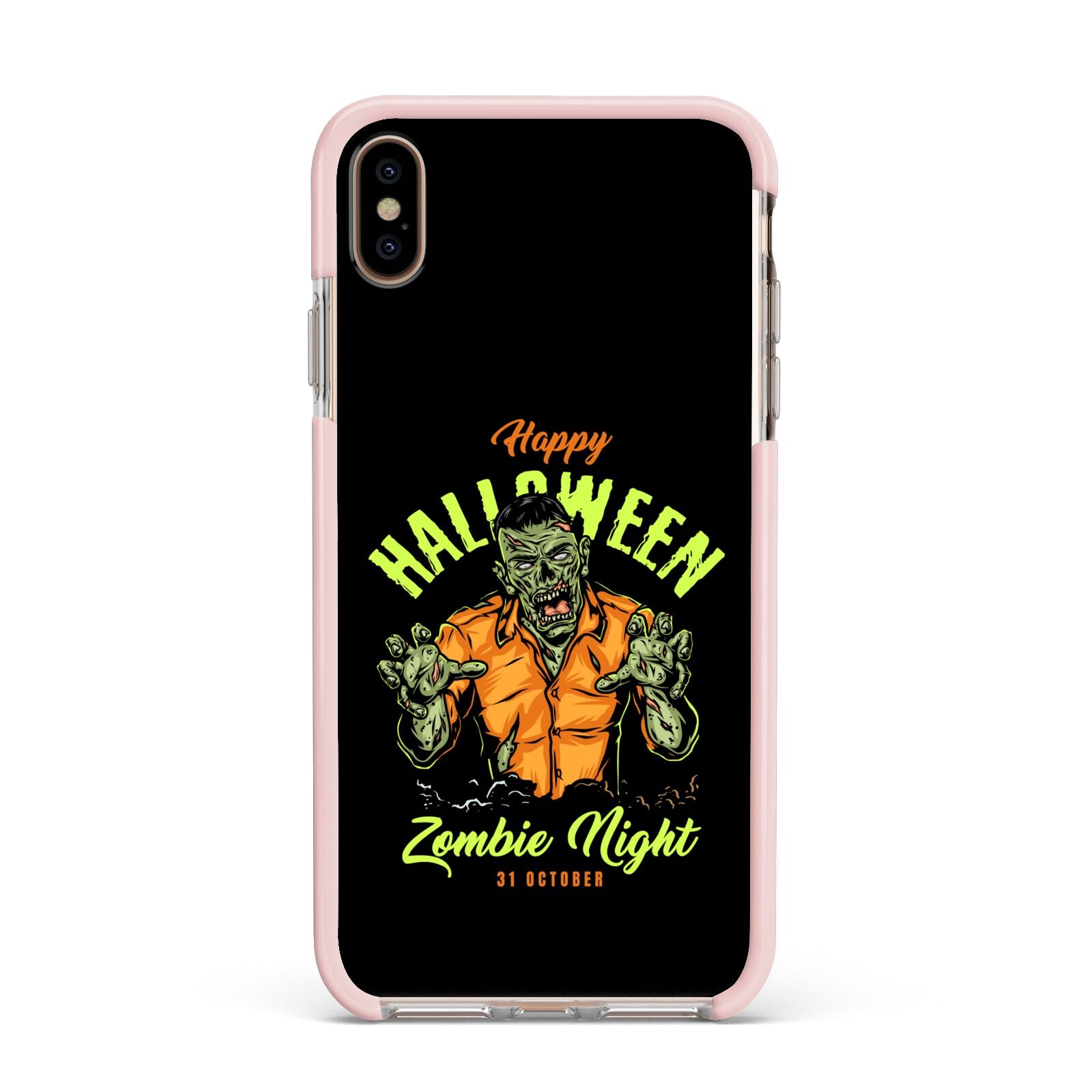 Zombie Apple iPhone Xs Max Impact Case Pink Edge on Gold Phone