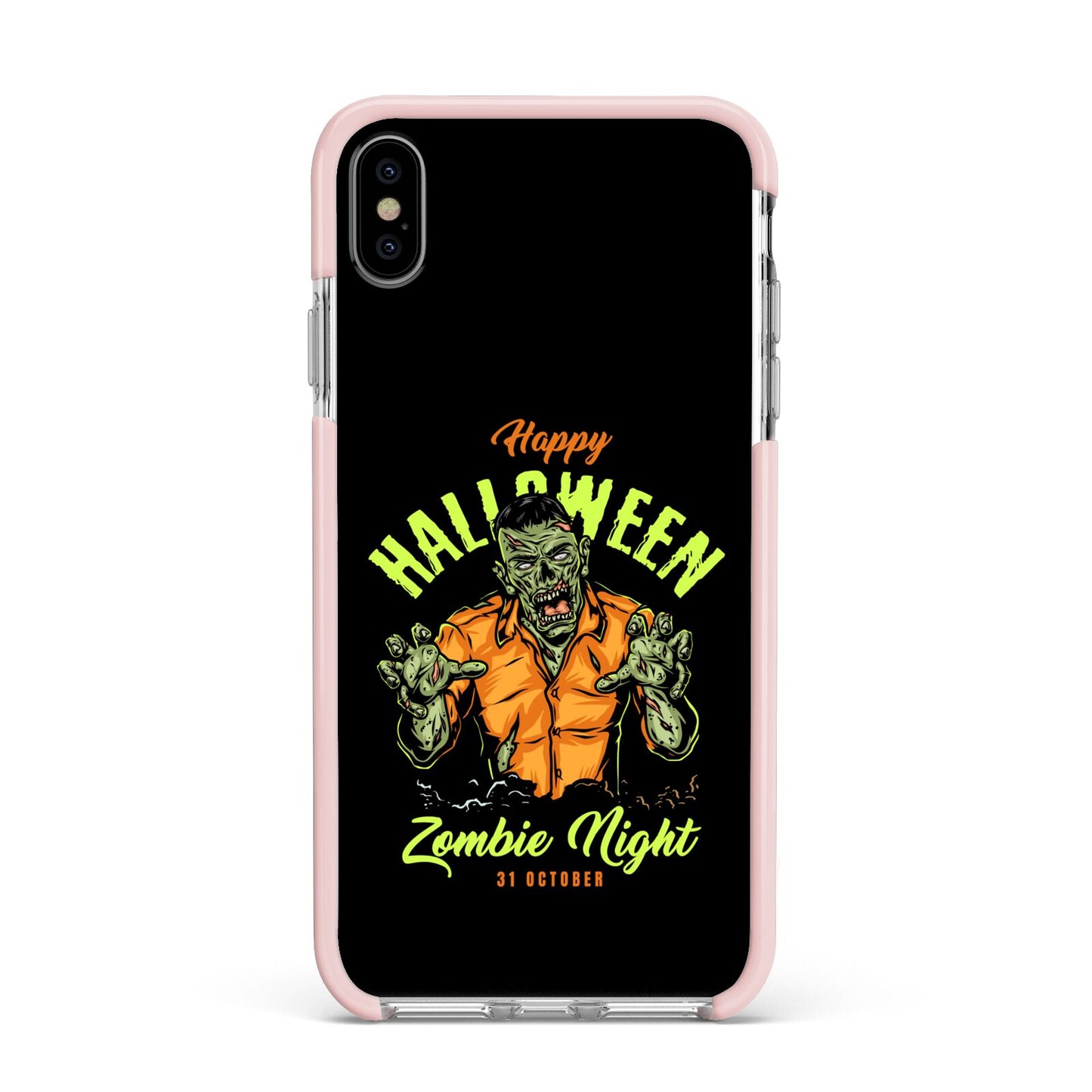 Zombie Apple iPhone Xs Max Impact Case Pink Edge on Silver Phone