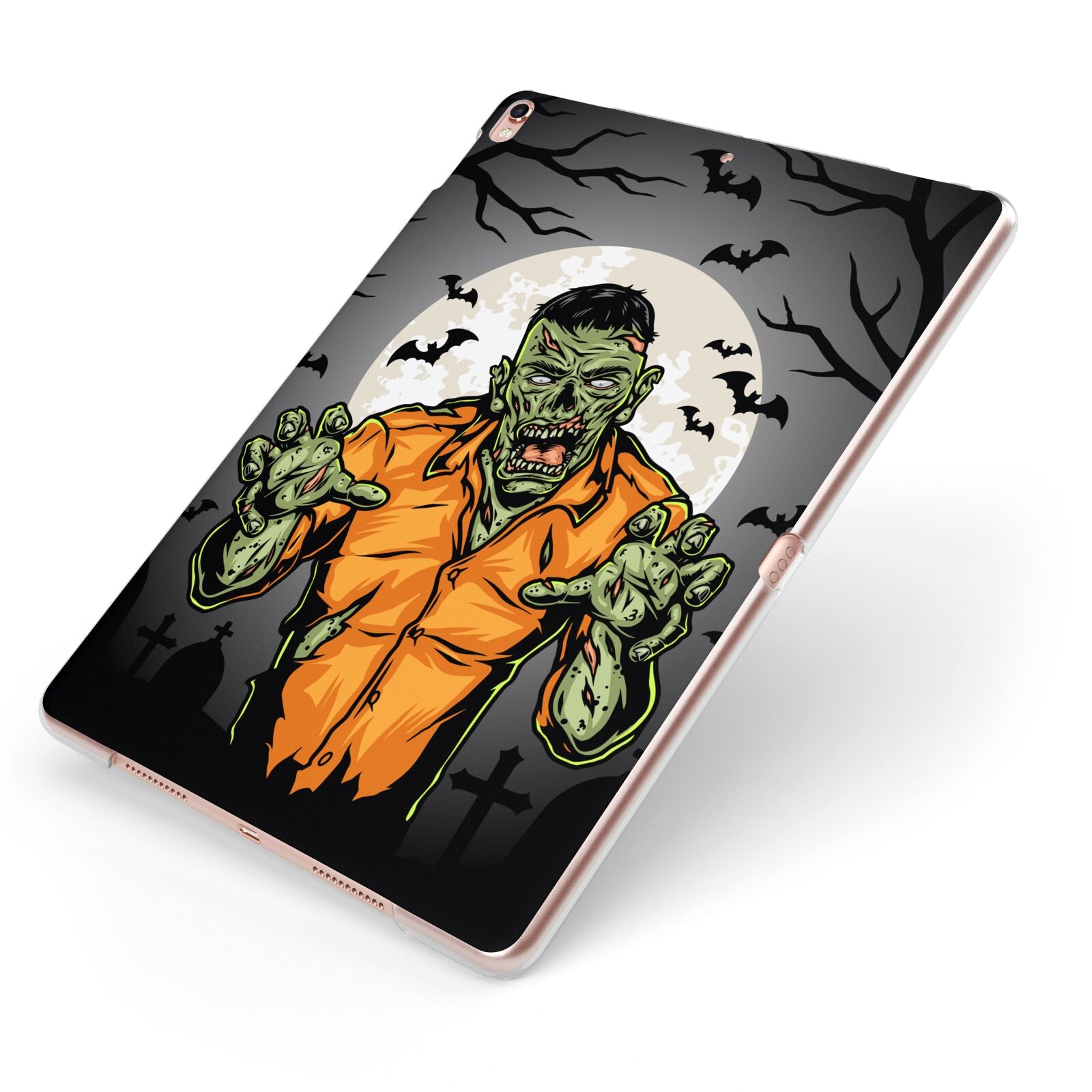 Zombie Night Apple iPad Case on Rose Gold iPad Side View