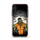 Zombie Night Apple iPhone Xs Impact Case Pink Edge on Silver Phone