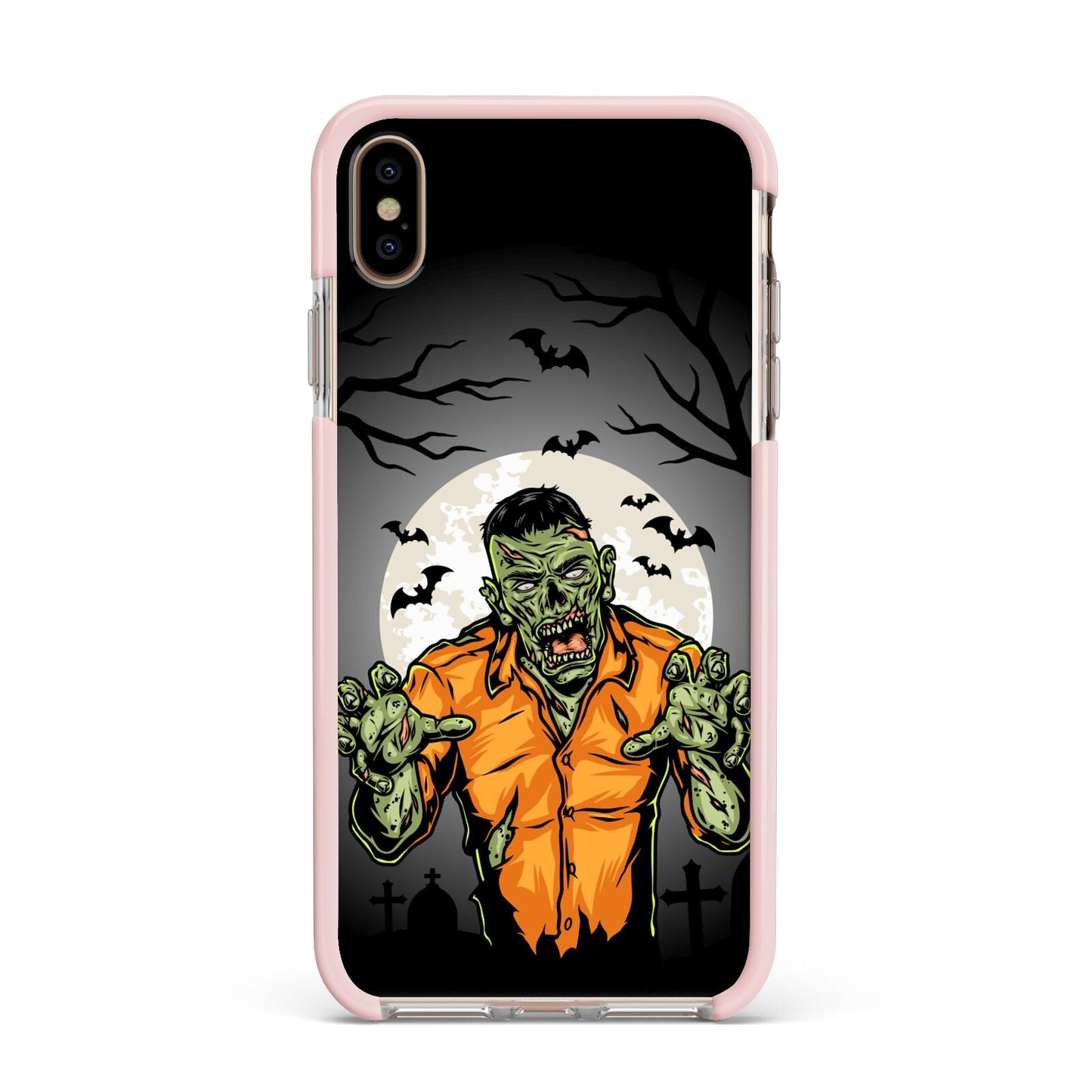 Zombie Night Apple iPhone Xs Max Impact Case Pink Edge on Gold Phone
