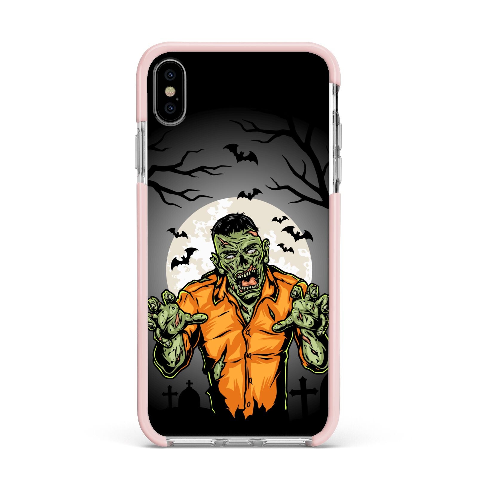 Zombie Night Apple iPhone Xs Max Impact Case Pink Edge on Silver Phone