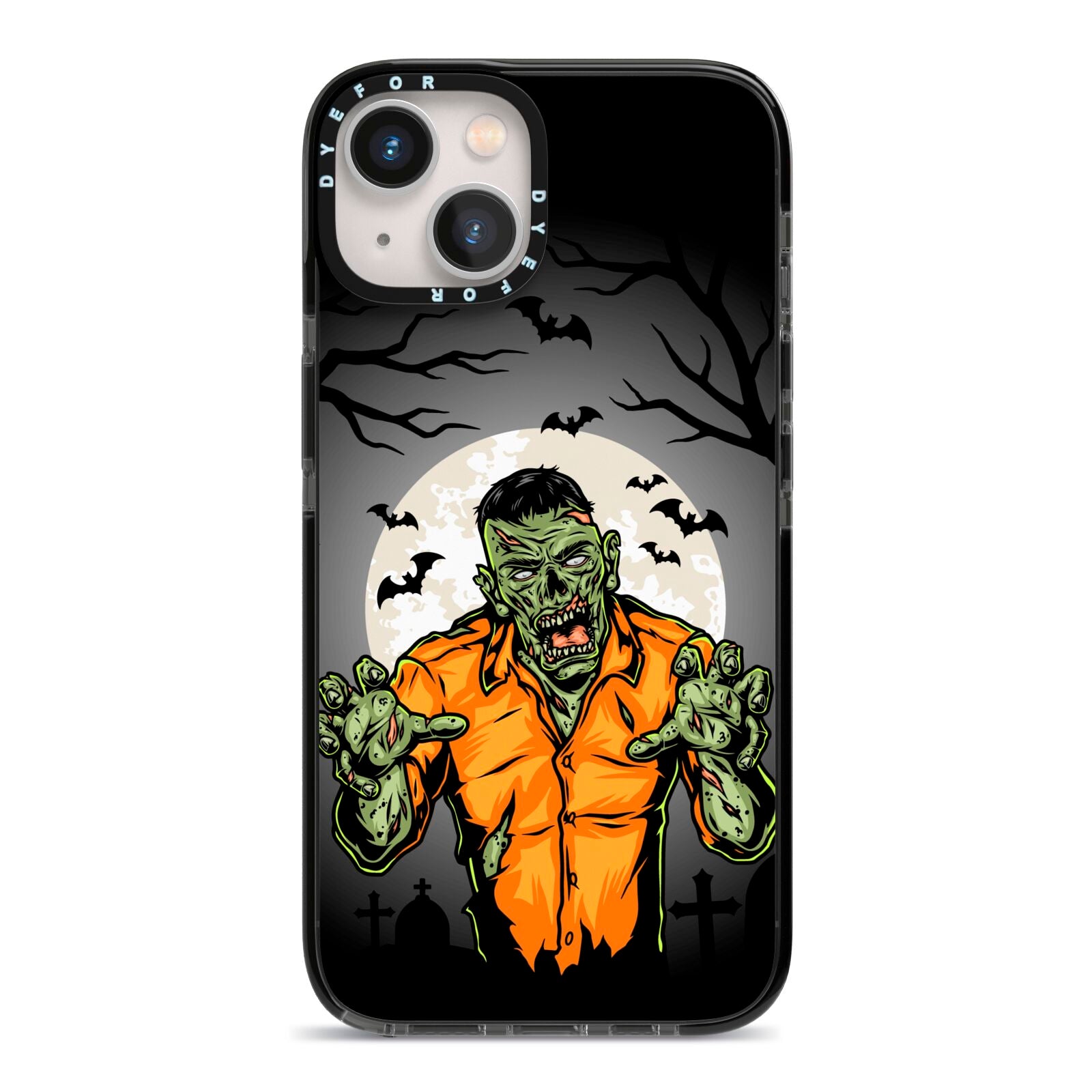 Zombie Night iPhone 13 Black Impact Case on Silver phone