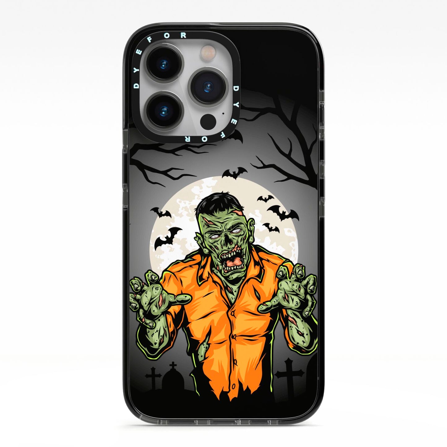 Zombie Night iPhone 13 Pro Black Impact Case on Silver phone