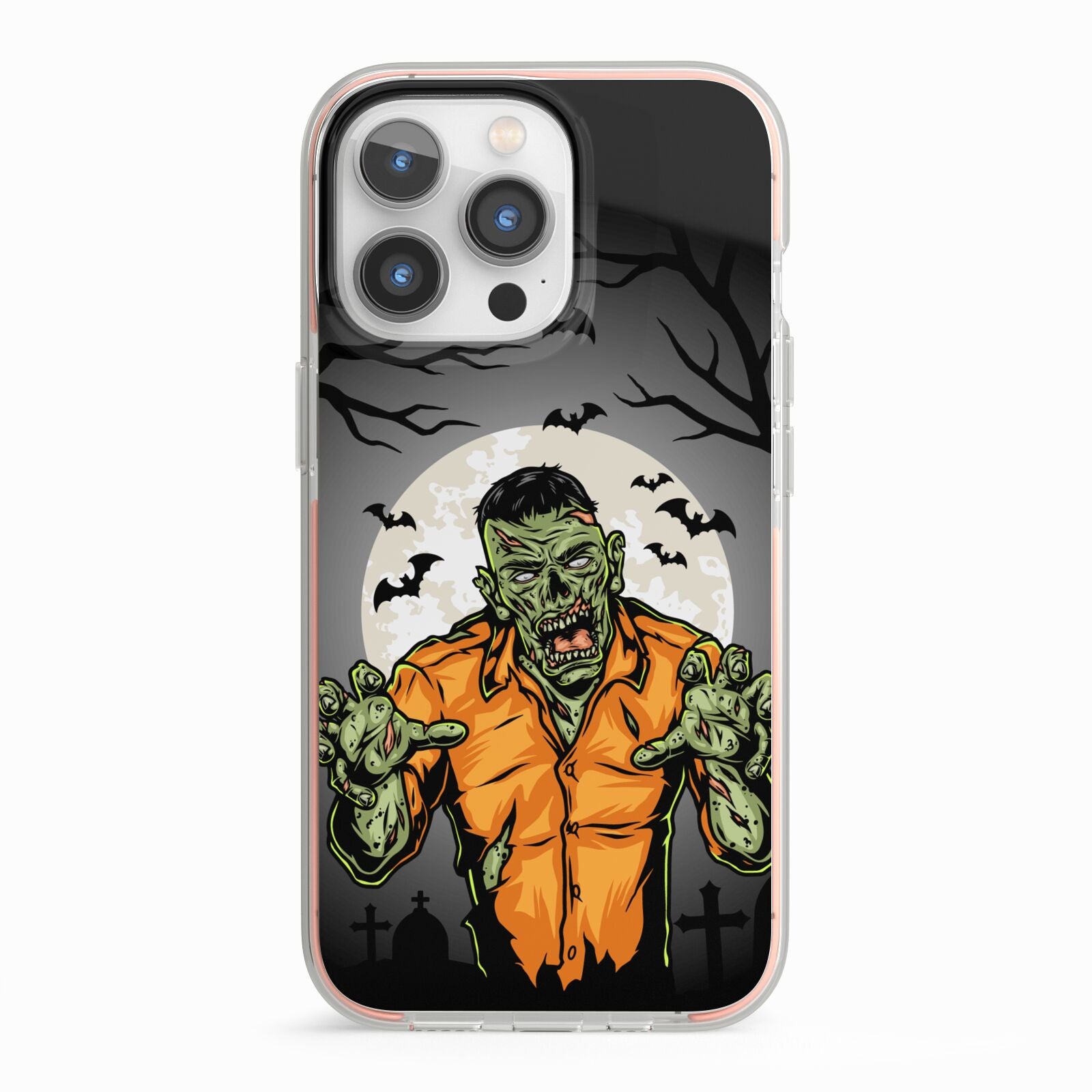 Zombie Night iPhone 13 Pro TPU Impact Case with Pink Edges