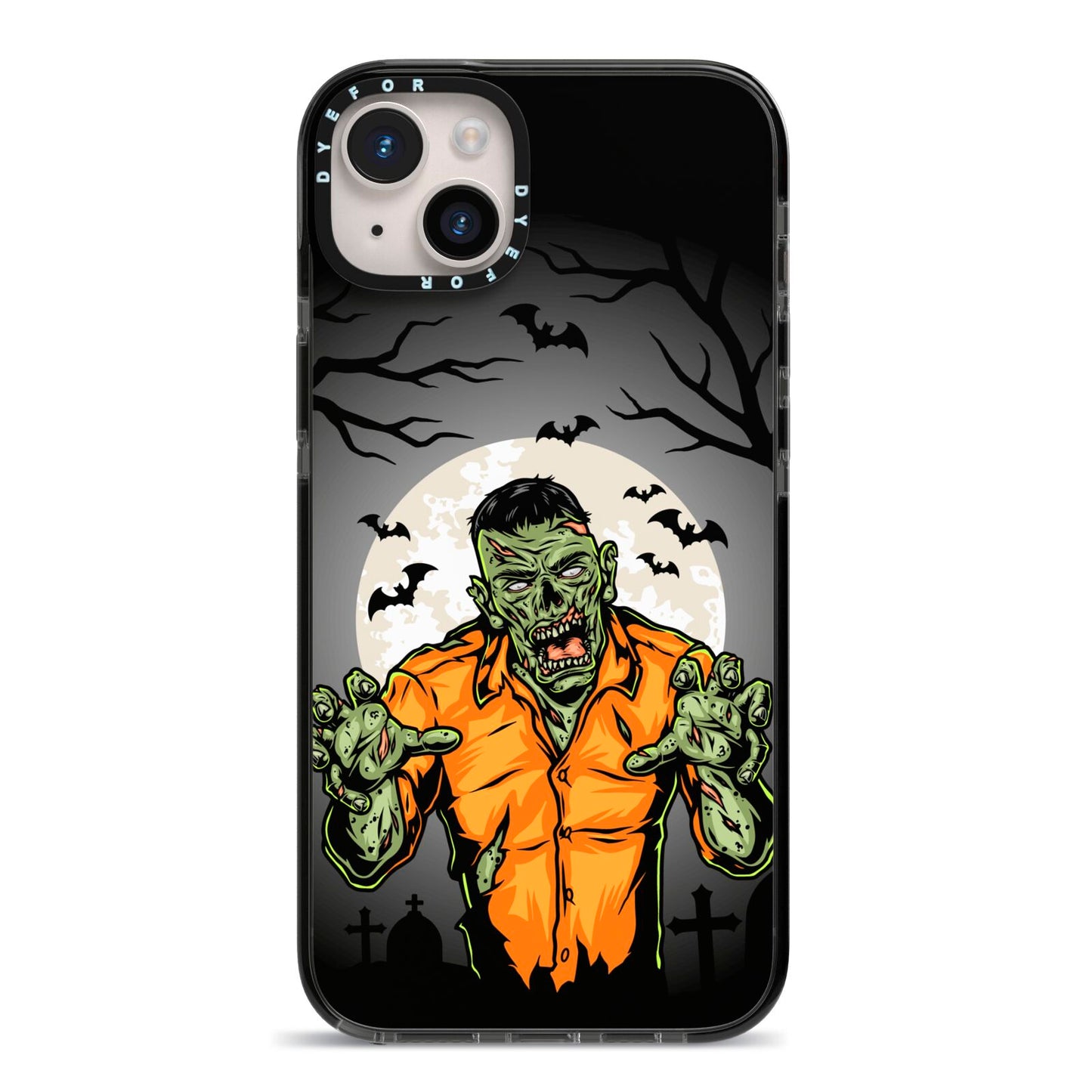 Zombie Night iPhone 14 Plus Black Impact Case on Silver phone