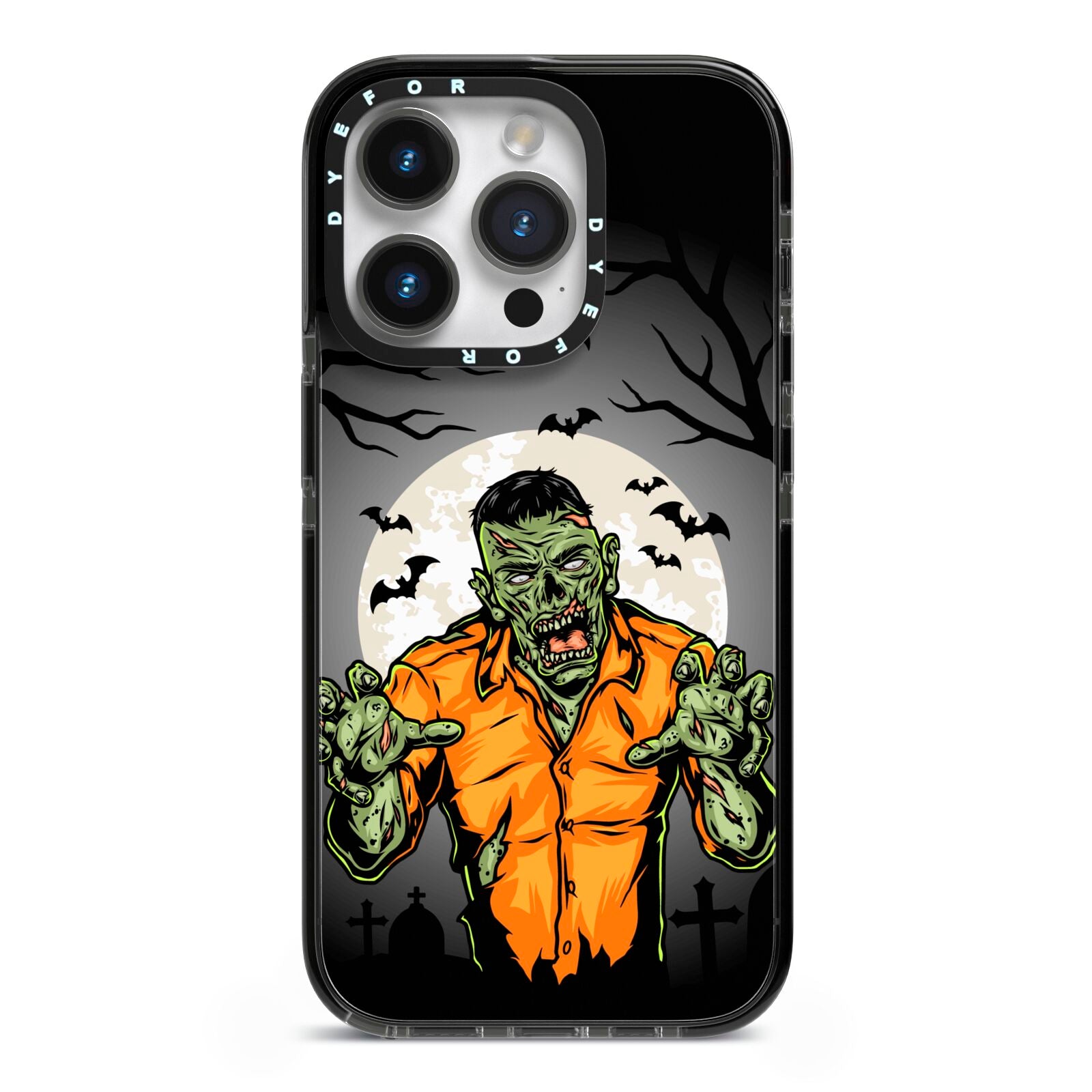 Zombie Night iPhone 14 Pro Black Impact Case on Silver phone