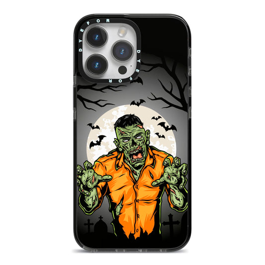 Zombie Night iPhone 14 Pro Max Black Impact Case on Silver phone