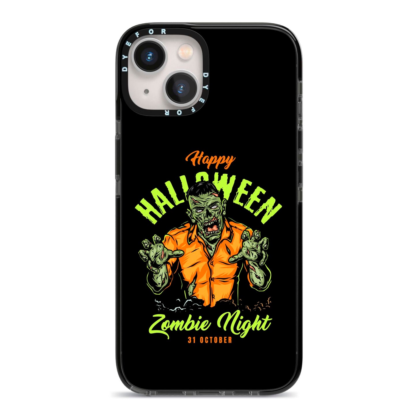 Zombie iPhone 13 Black Impact Case on Silver phone