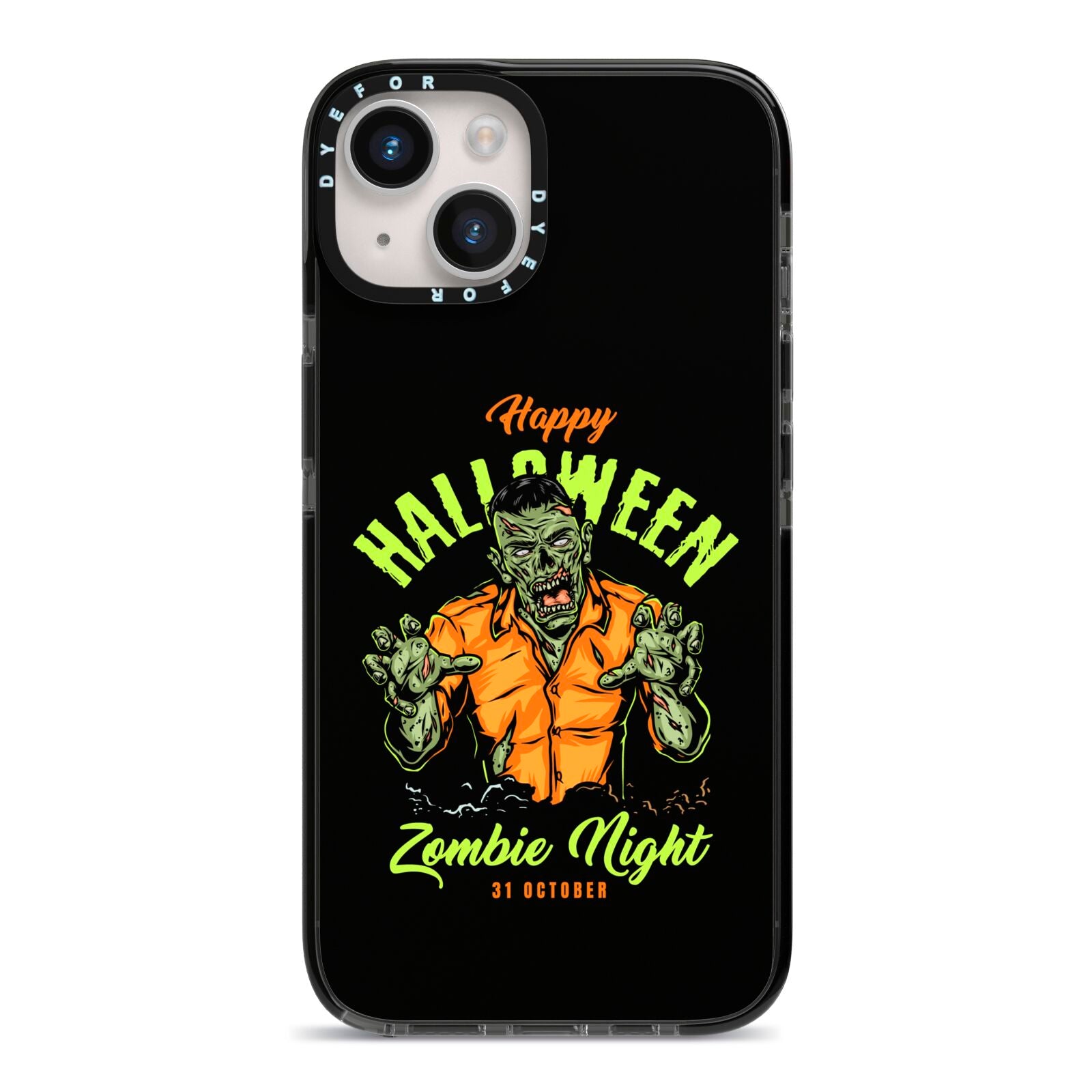 Zombie iPhone 14 Black Impact Case on Silver phone