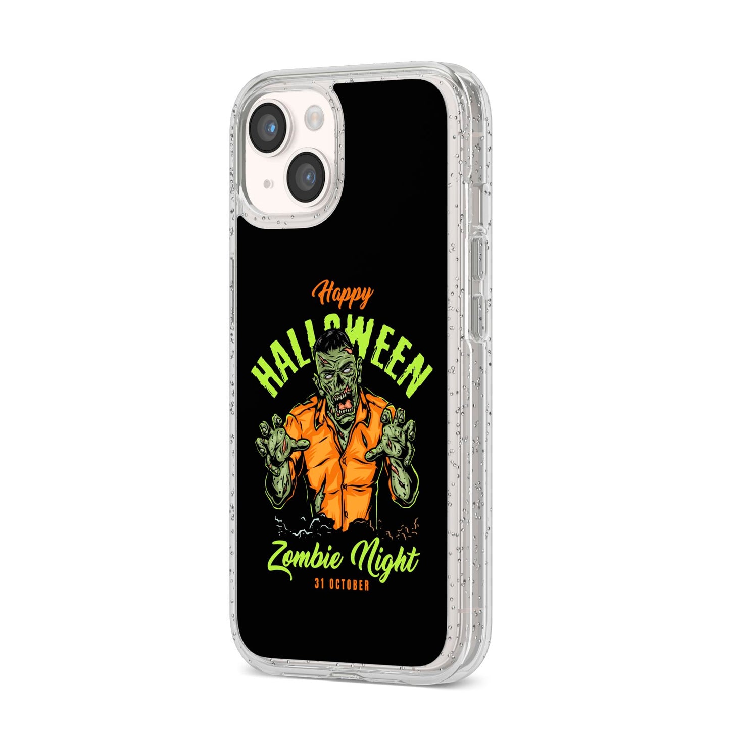 Zombie iPhone 14 Glitter Tough Case Starlight Angled Image