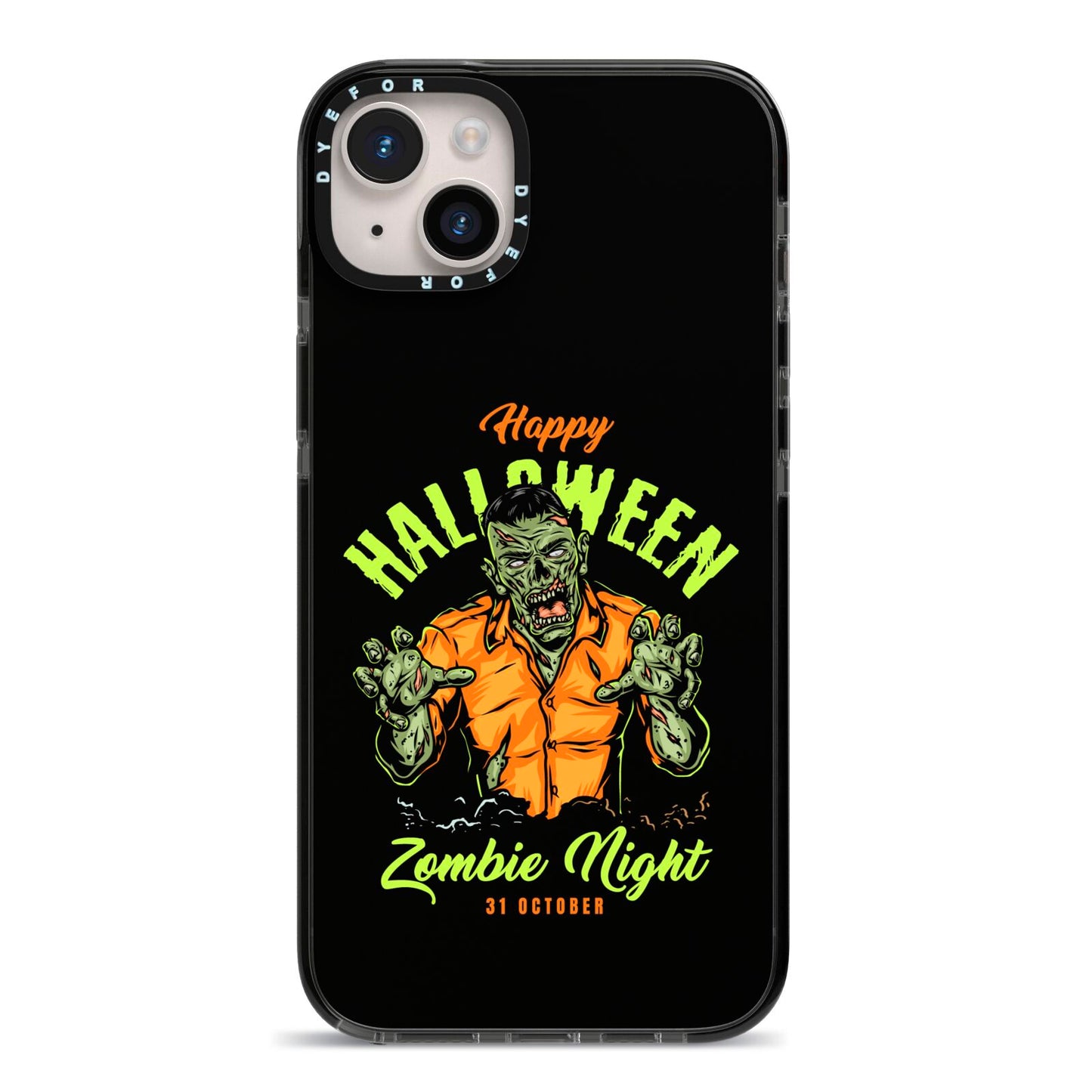Zombie iPhone 14 Plus Black Impact Case on Silver phone