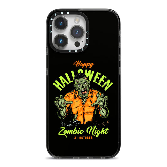 Zombie iPhone 14 Pro Max Black Impact Case on Silver phone