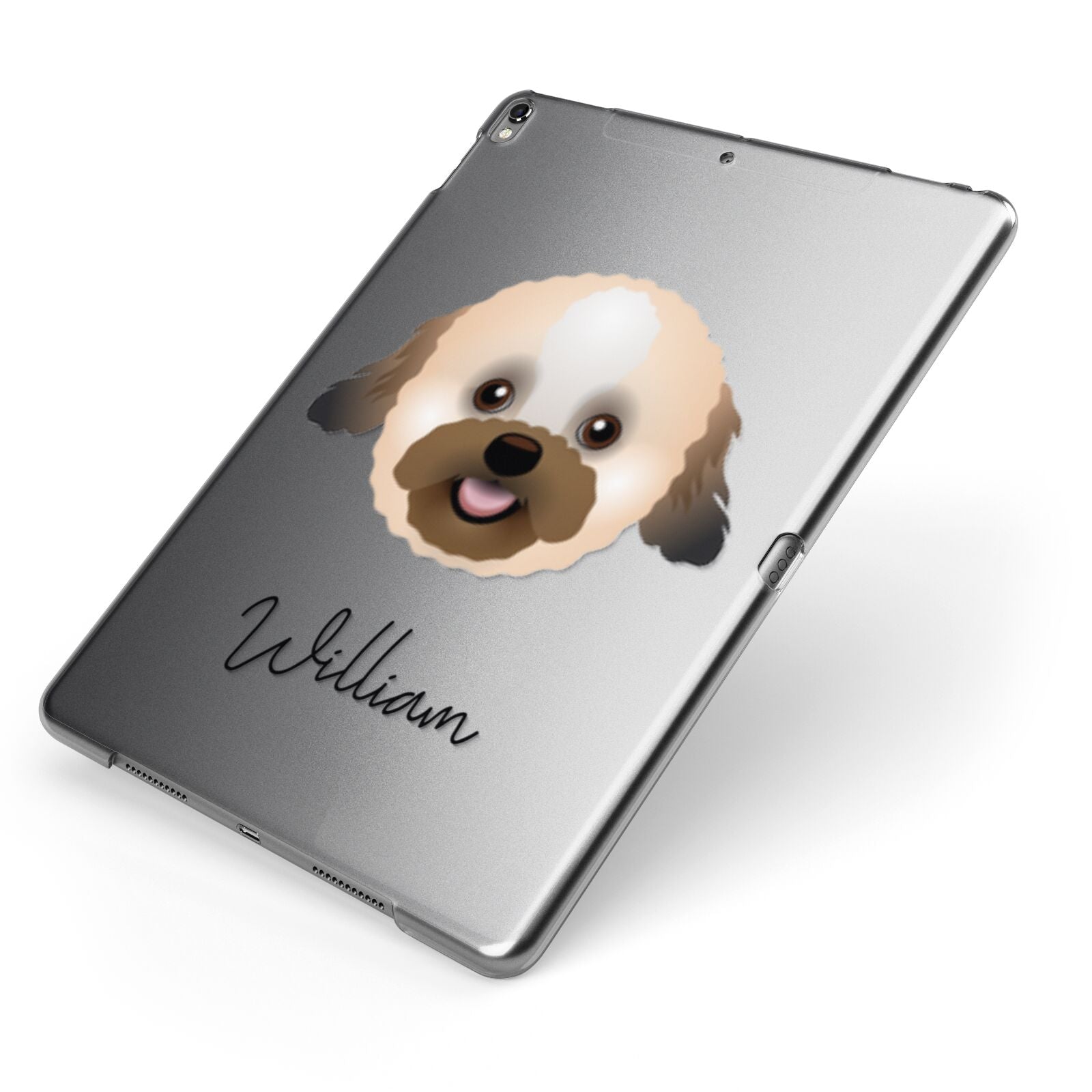 Zuchon Personalised Apple iPad Case on Grey iPad Side View