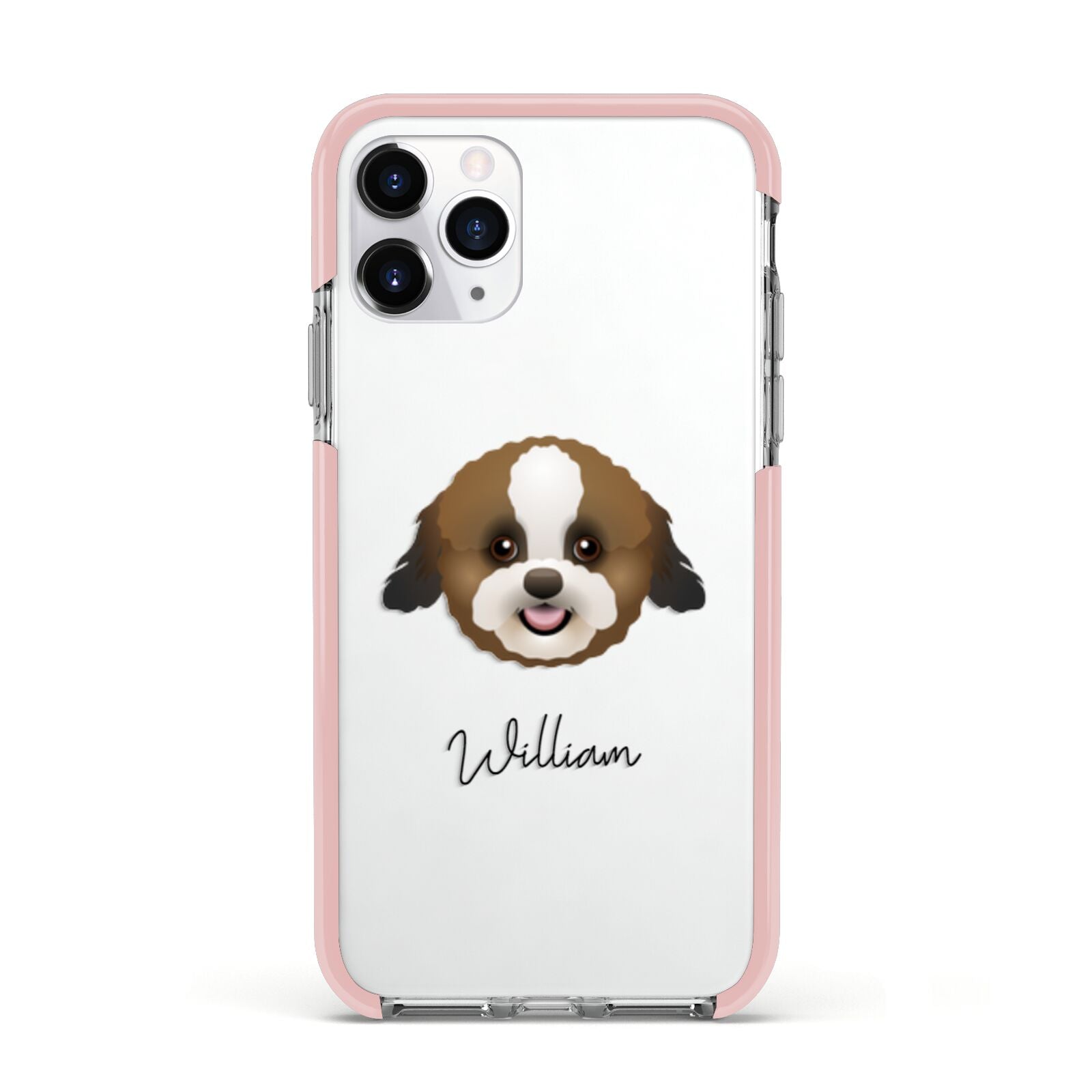 Zuchon Personalised Apple iPhone 11 Pro in Silver with Pink Impact Case