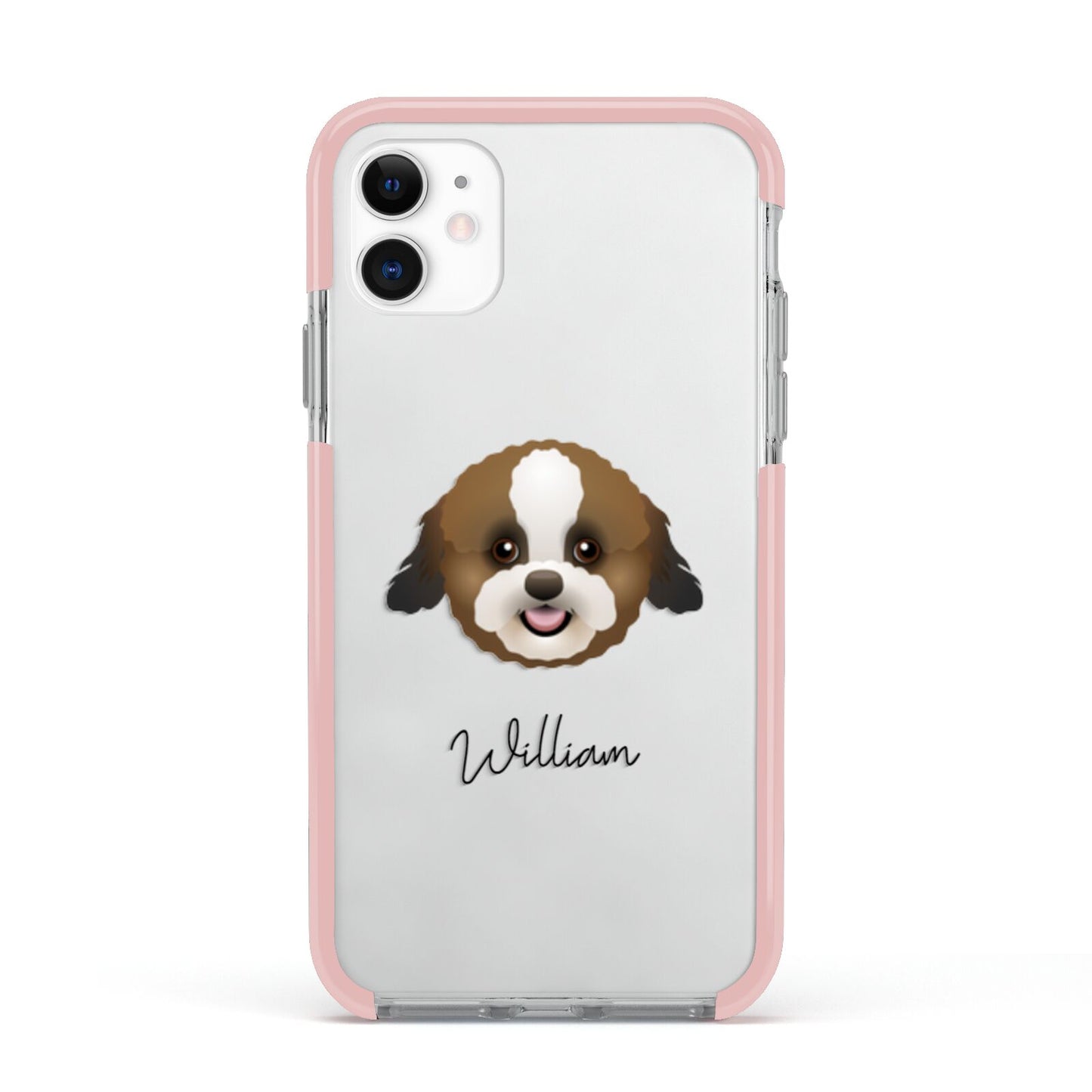 Zuchon Personalised Apple iPhone 11 in White with Pink Impact Case