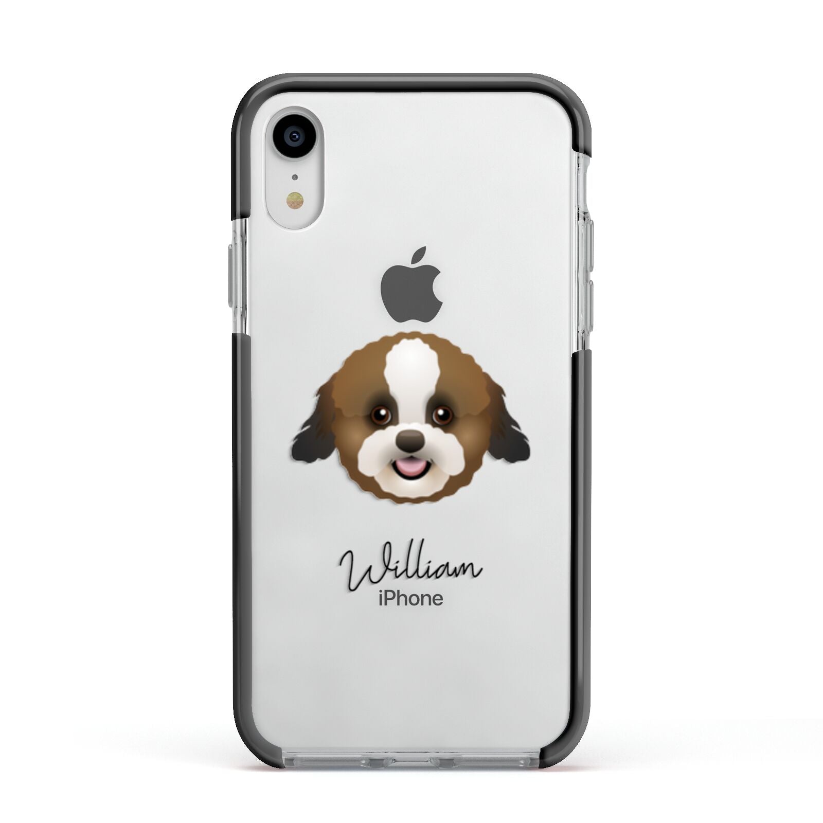Zuchon Personalised Apple iPhone XR Impact Case Black Edge on Silver Phone