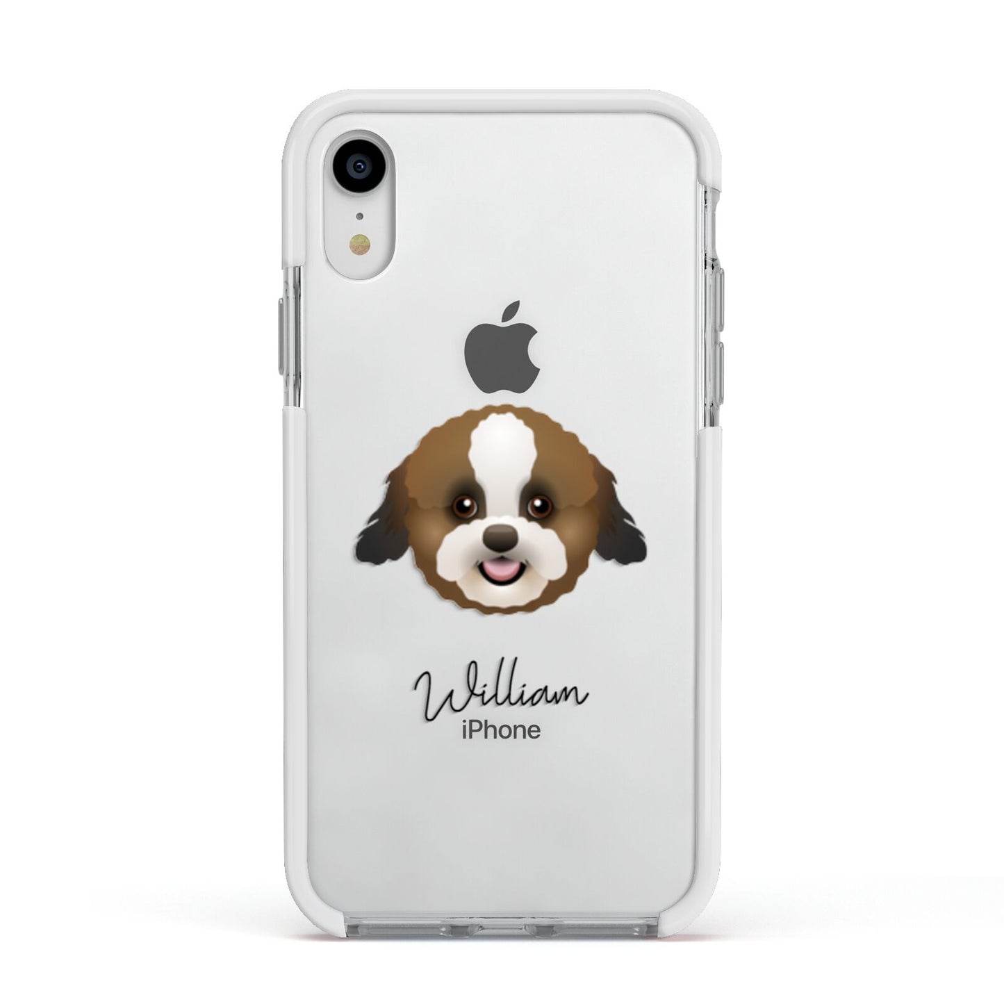 Zuchon Personalised Apple iPhone XR Impact Case White Edge on Silver Phone