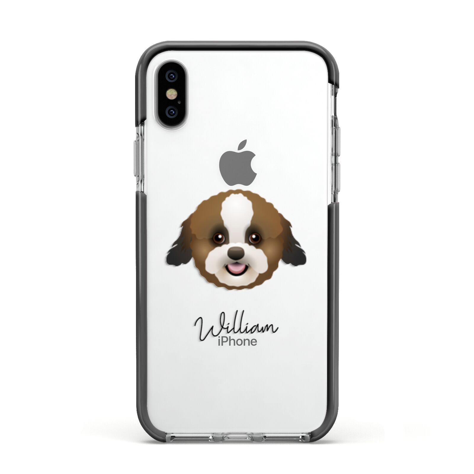 Zuchon Personalised Apple iPhone Xs Impact Case Black Edge on Silver Phone