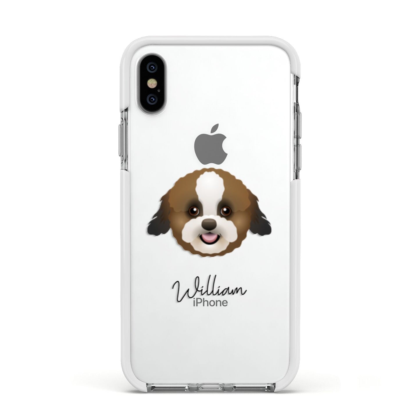 Zuchon Personalised Apple iPhone Xs Impact Case White Edge on Silver Phone