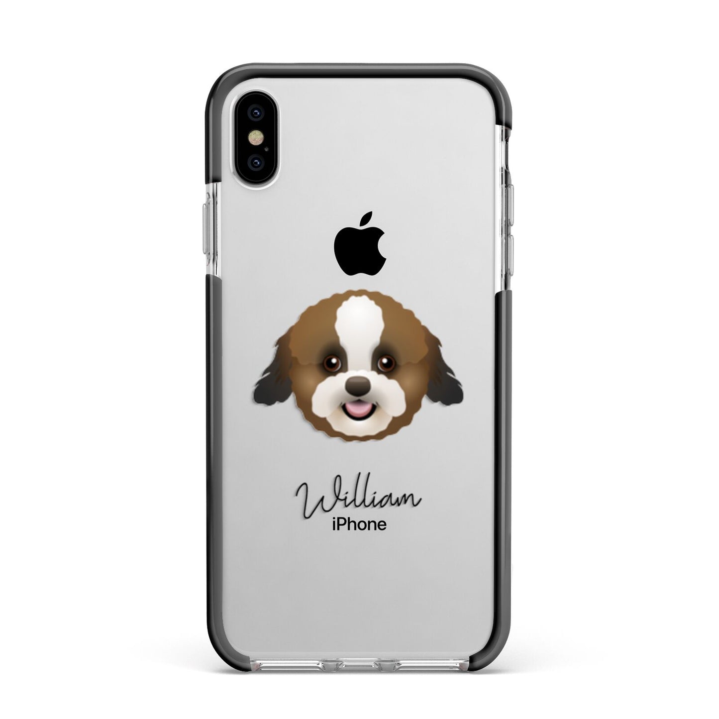 Zuchon Personalised Apple iPhone Xs Max Impact Case Black Edge on Silver Phone