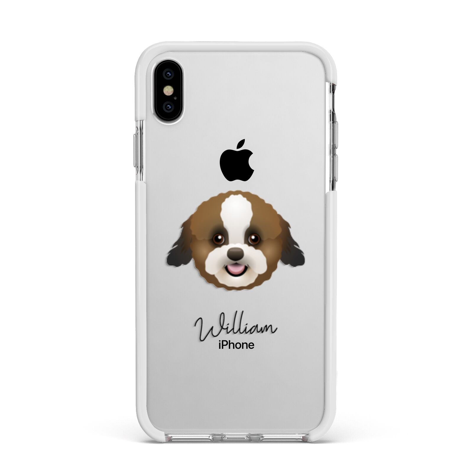 Zuchon Personalised Apple iPhone Xs Max Impact Case White Edge on Silver Phone