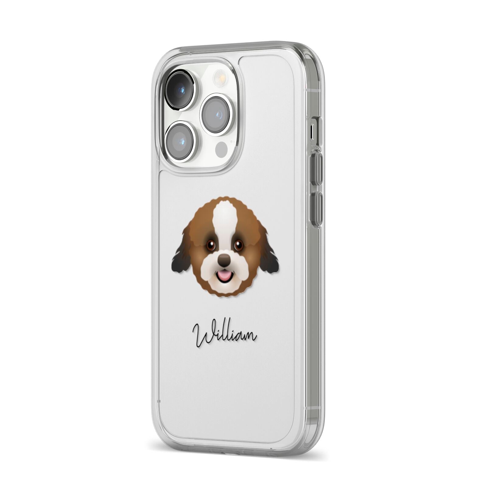 Zuchon Personalised iPhone 14 Pro Clear Tough Case Silver Angled Image
