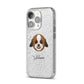 Zuchon Personalised iPhone 14 Pro Glitter Tough Case Silver Angled Image