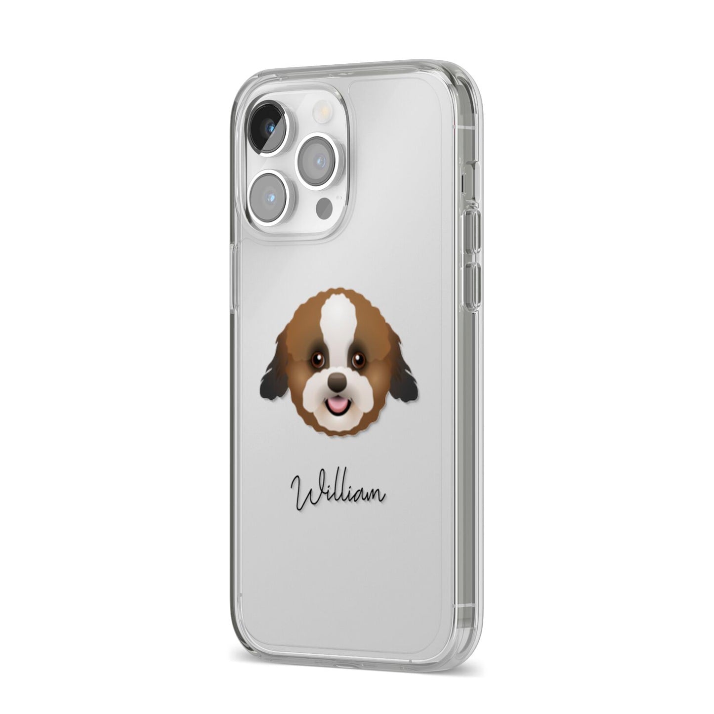 Zuchon Personalised iPhone 14 Pro Max Clear Tough Case Silver Angled Image