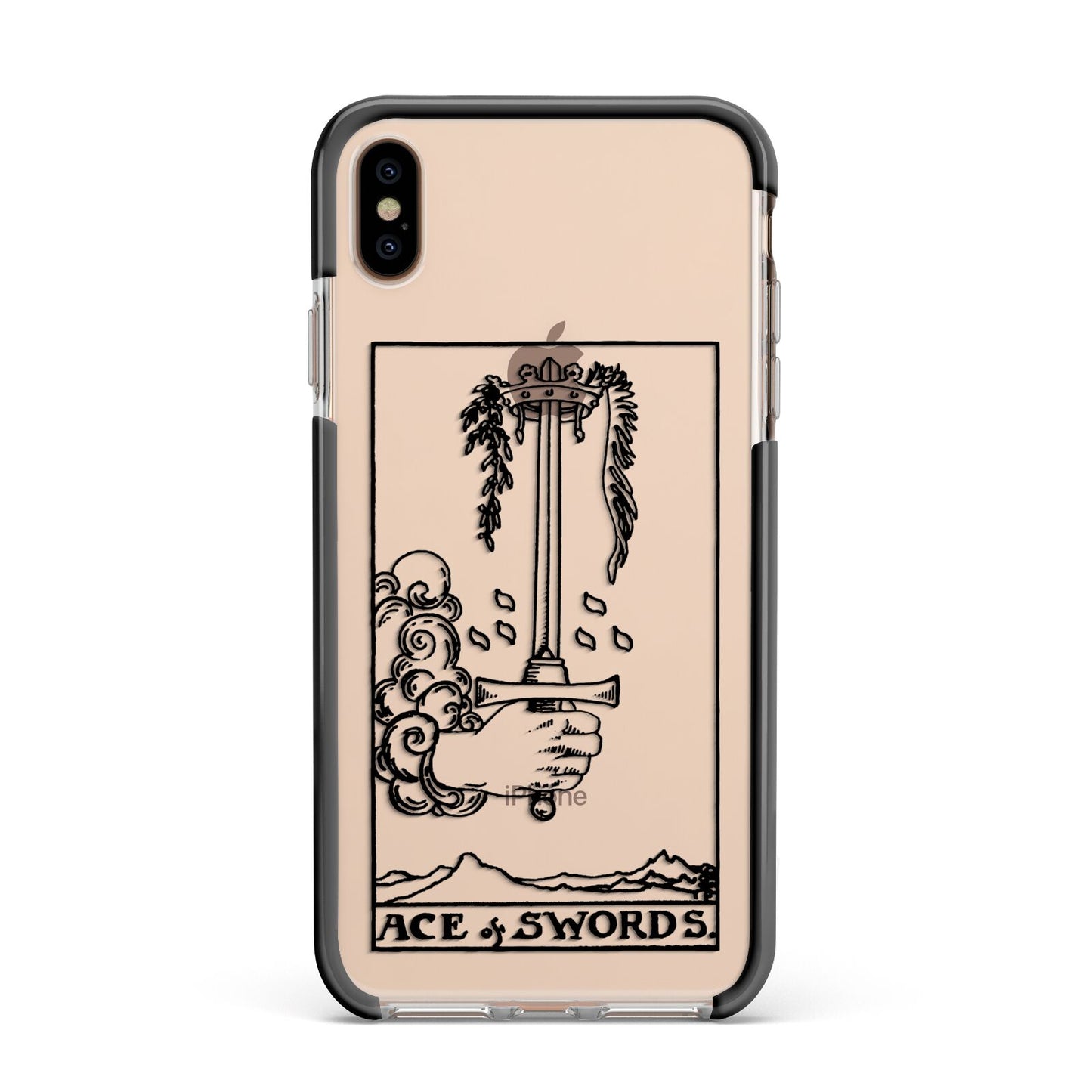 Ace of Swords Monochrome Apple iPhone Xs Max Impact Case Black Edge on Gold Phone