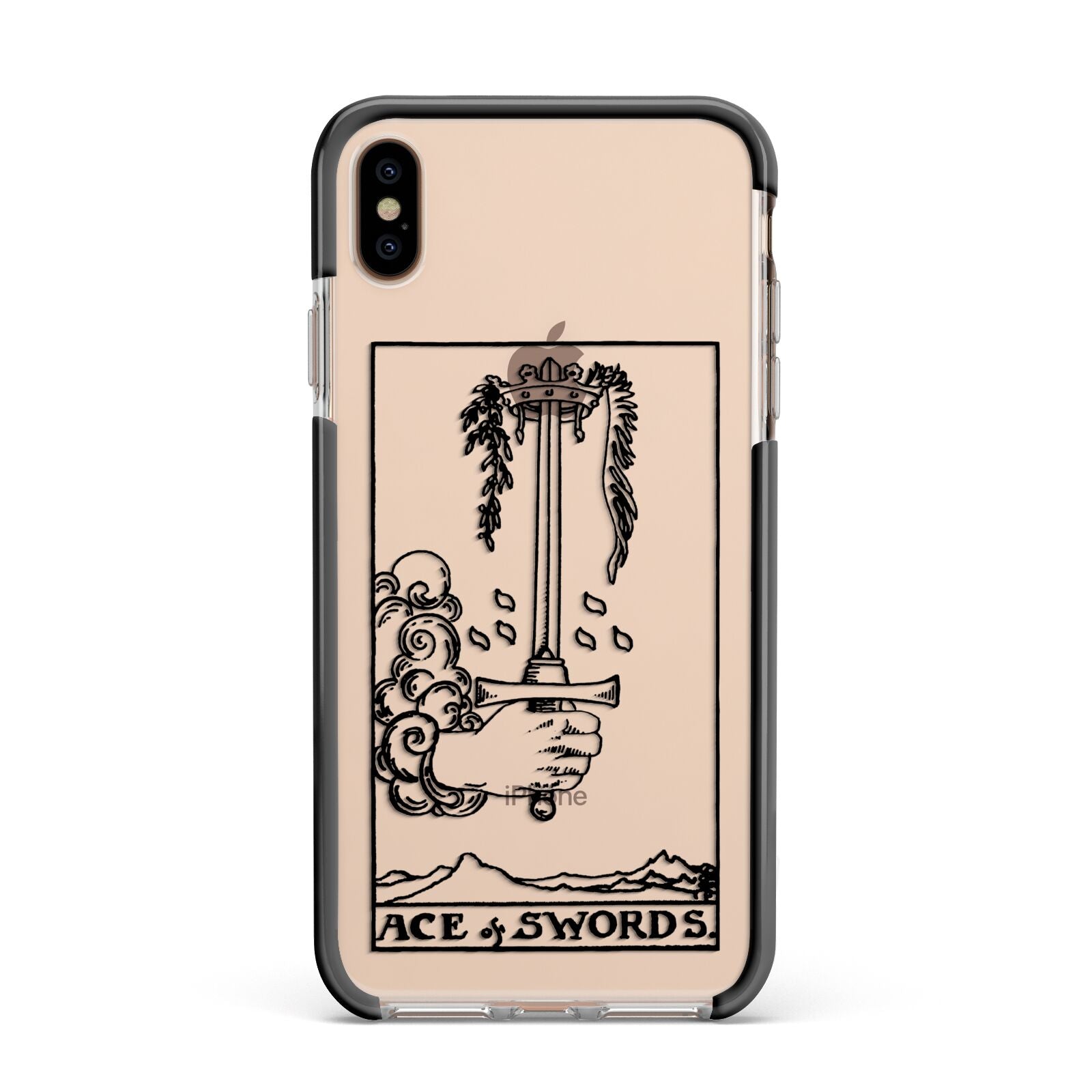 Ace of Swords Monochrome Apple iPhone Xs Max Impact Case Black Edge on Gold Phone