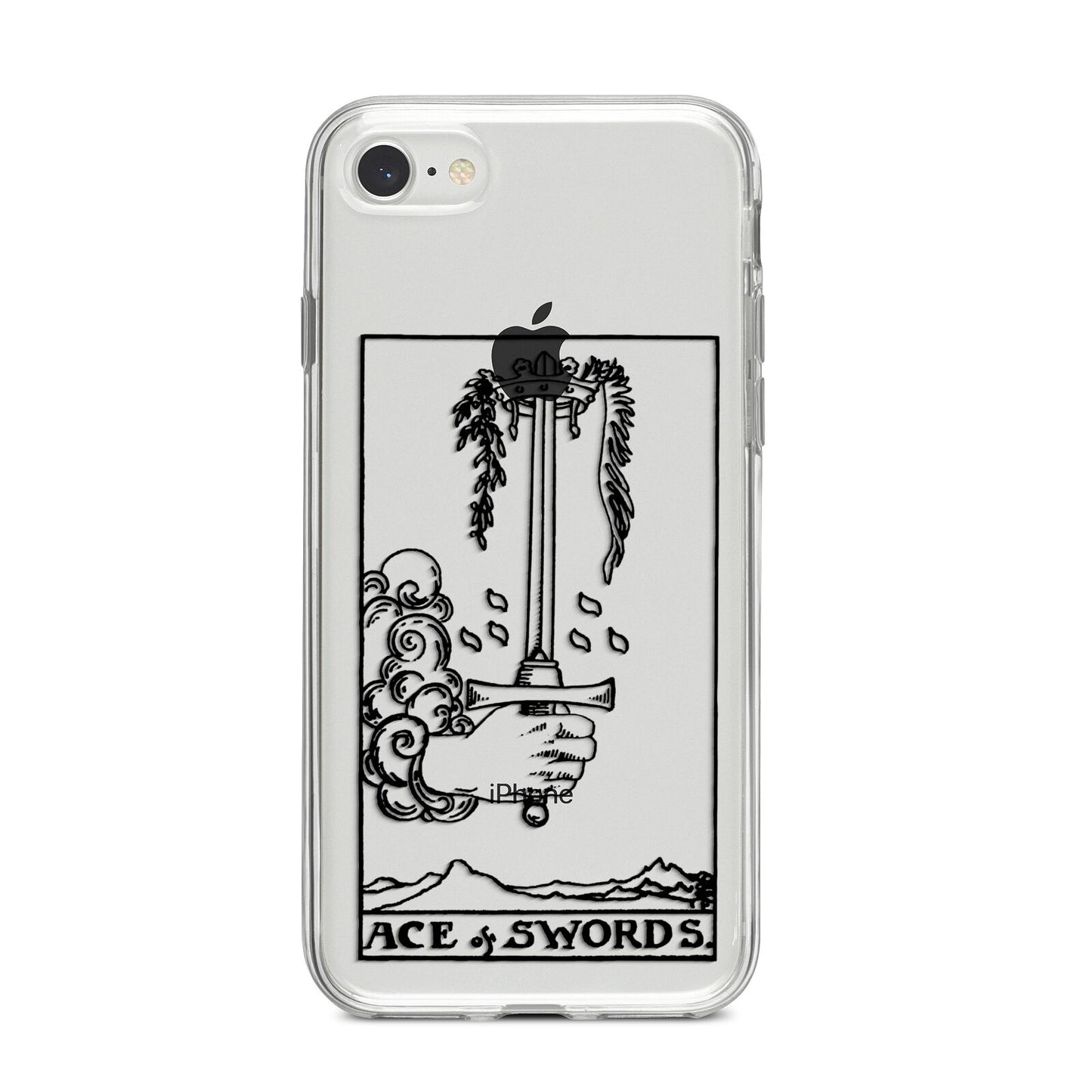 Ace of Swords Monochrome iPhone 8 Bumper Case on Silver iPhone