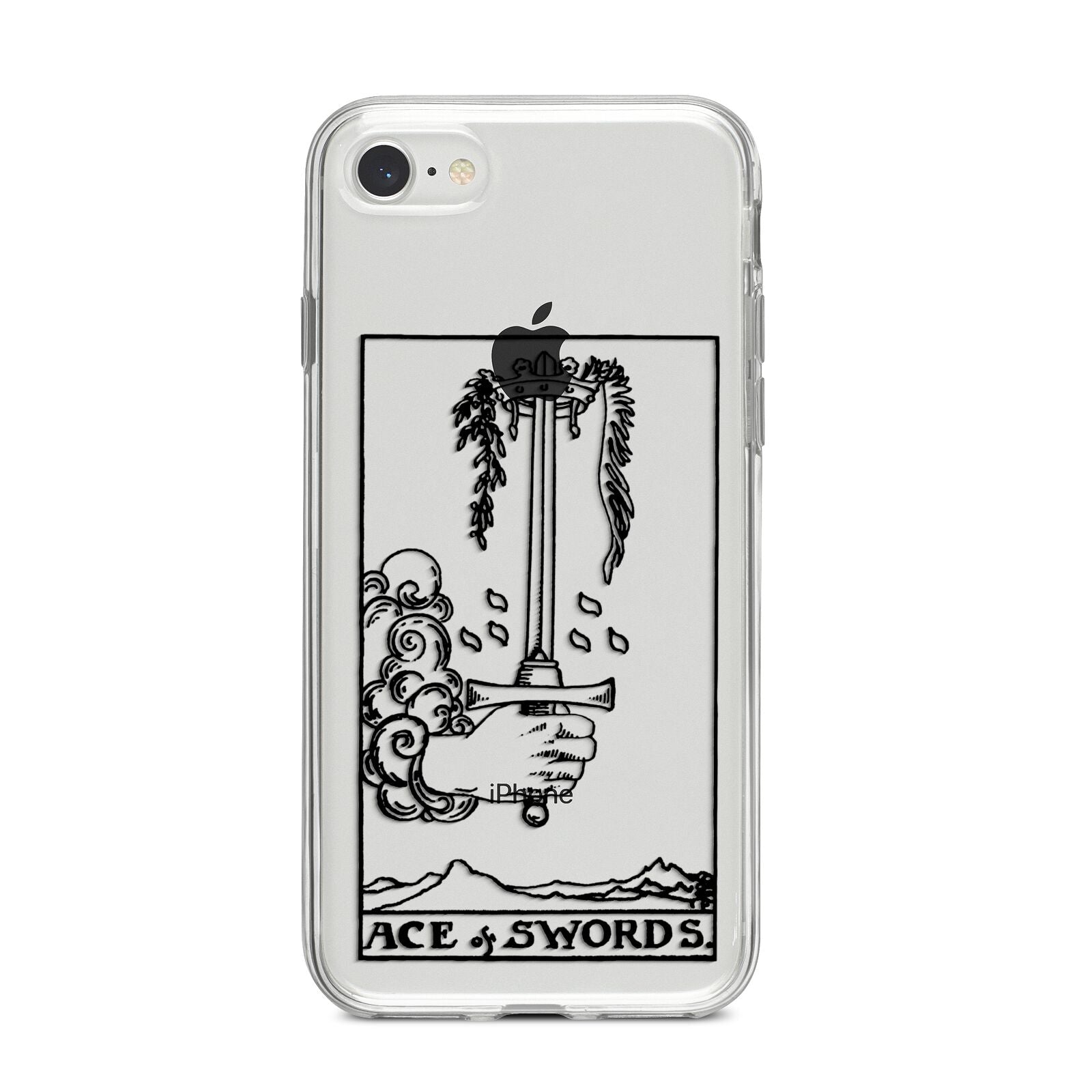 Ace of Swords Monochrome iPhone 8 Bumper Case on Silver iPhone