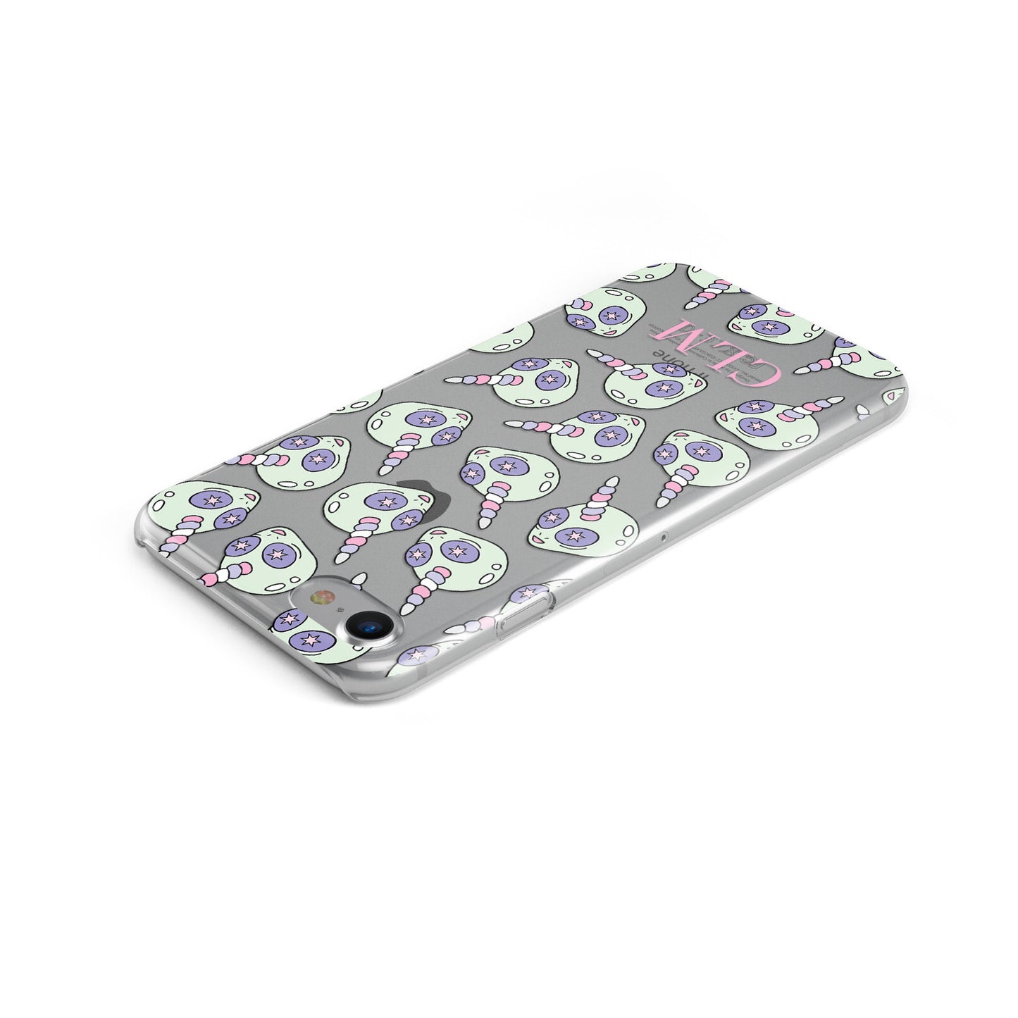 Alien Unicorn Personalised Initials Apple iPhone Case Top Cutout