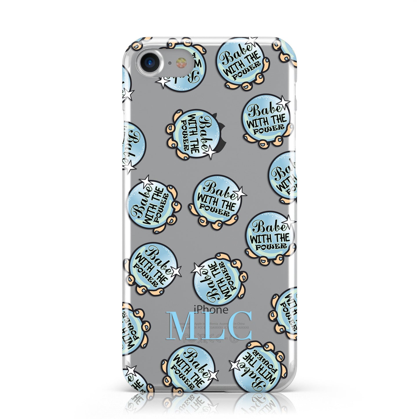 Personalised Babe With Power Clear Initials Apple iPhone Case