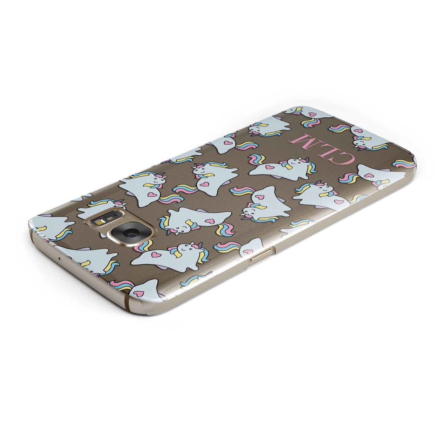 Baby Unicorn Transparent With Initials Samsung Galaxy Case Top Cutout