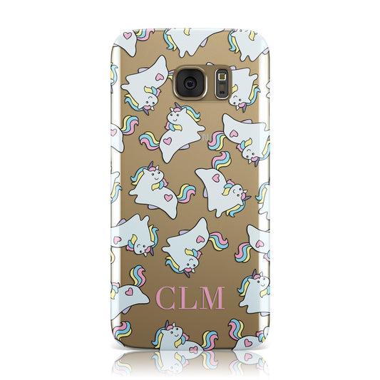 Baby Unicorn Transparent With Initials Samsung Galaxy Case
