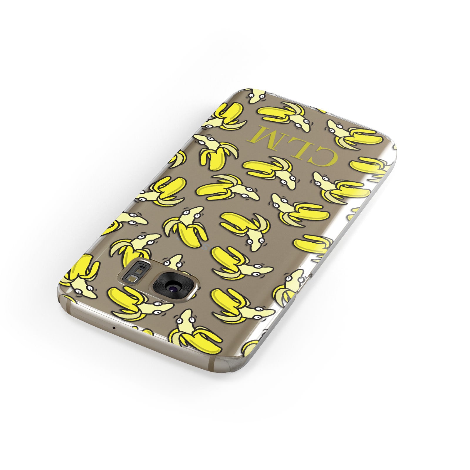 Personalised Banana Initials Clear Samsung Galaxy Case Front Close Up