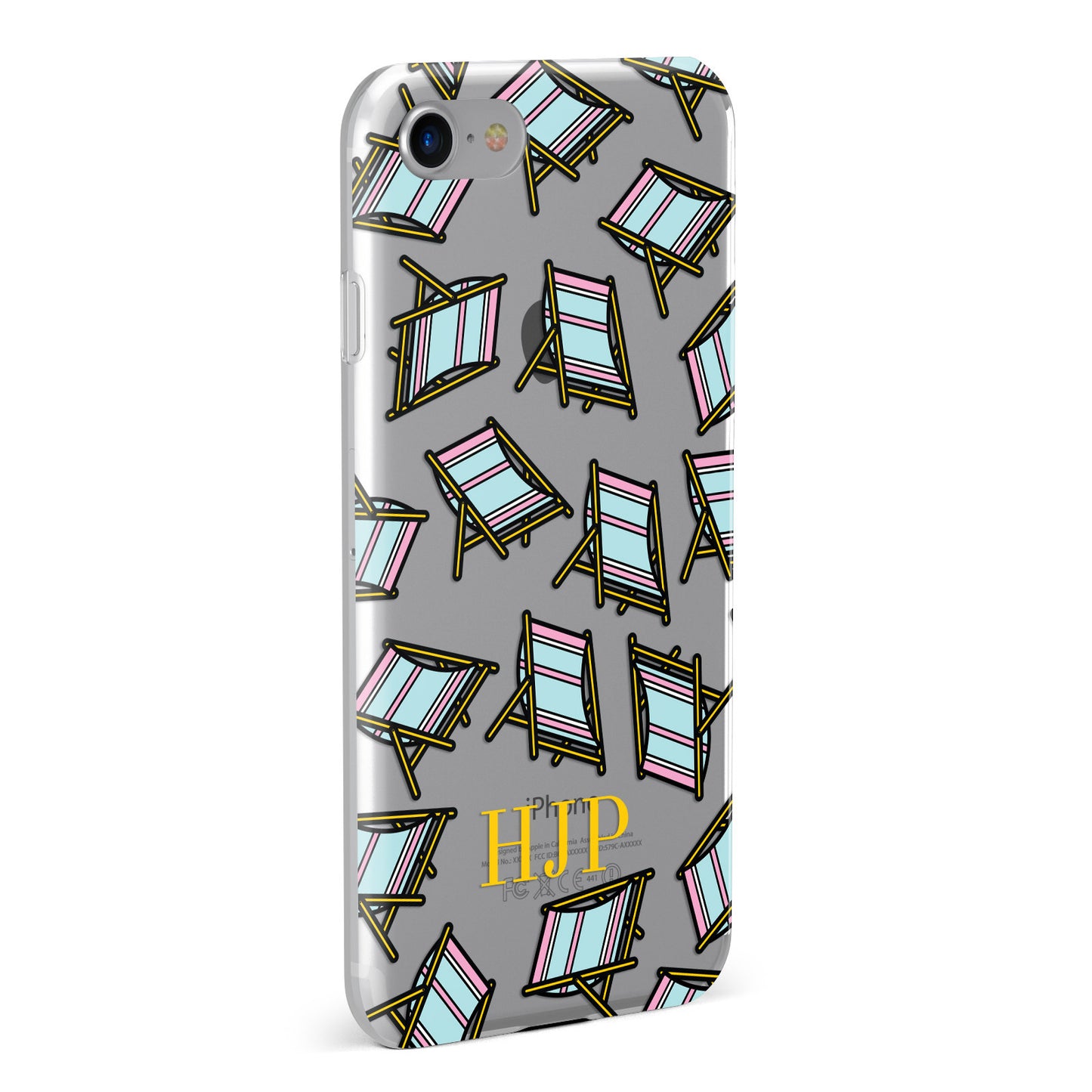 Personalised Beach Deck Chair Initials Clear Apple iPhone Case Fourty Five Degrees
