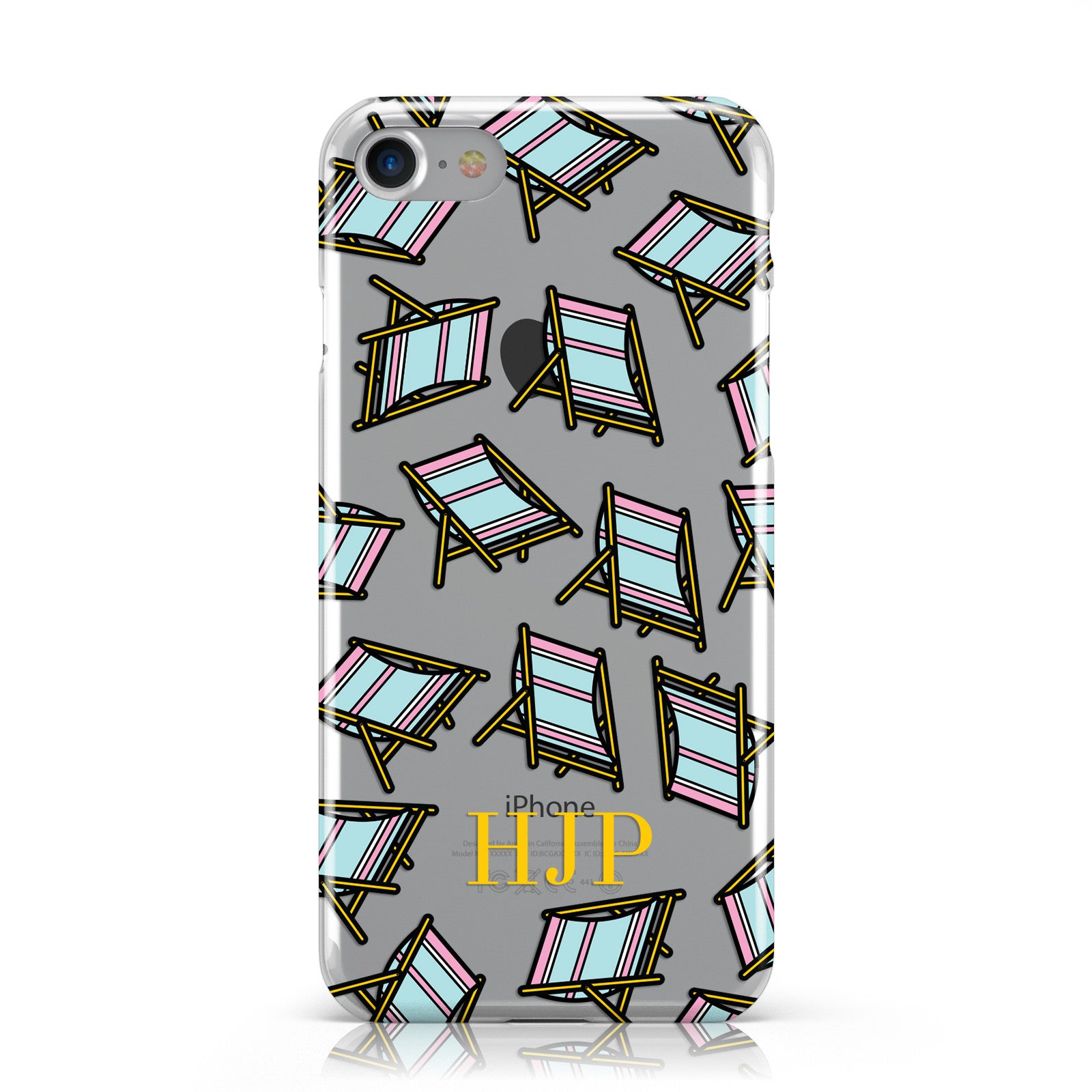 Personalised Beach Deck Chair Initials Clear Apple iPhone Case